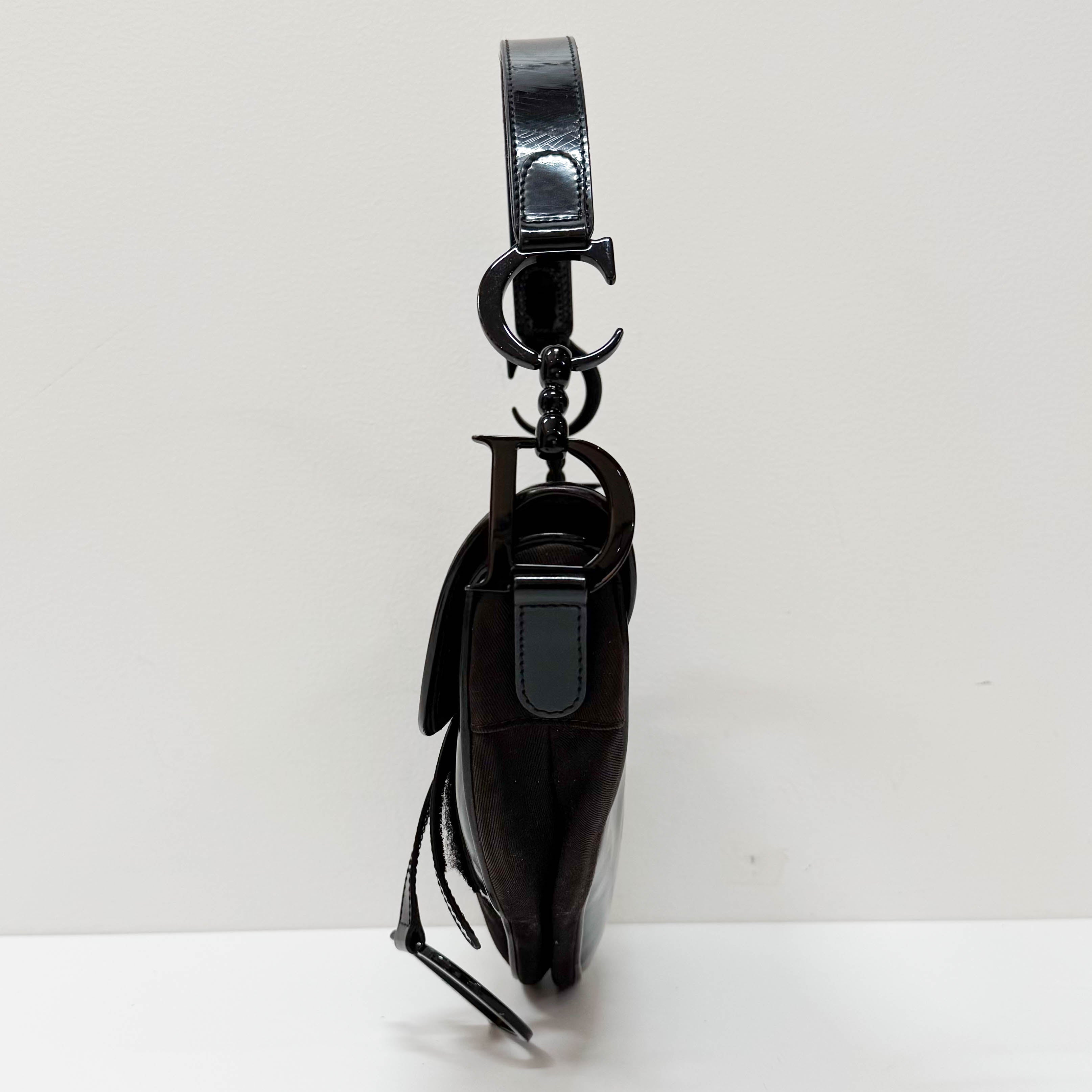 Saddle Brown Cotton & Patent Leather Shoulder Bag