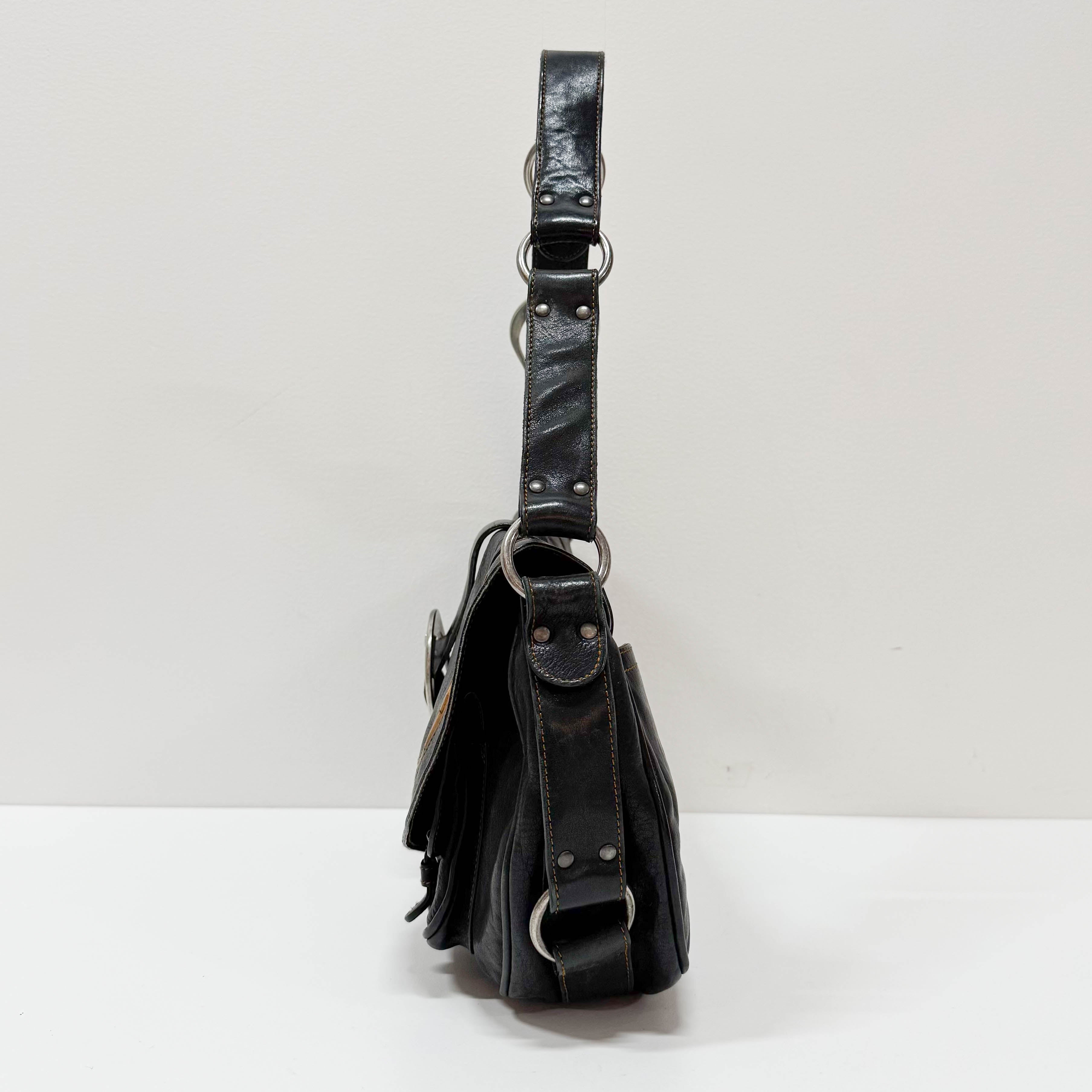 Gaucho Black Leather Shoulder Bag