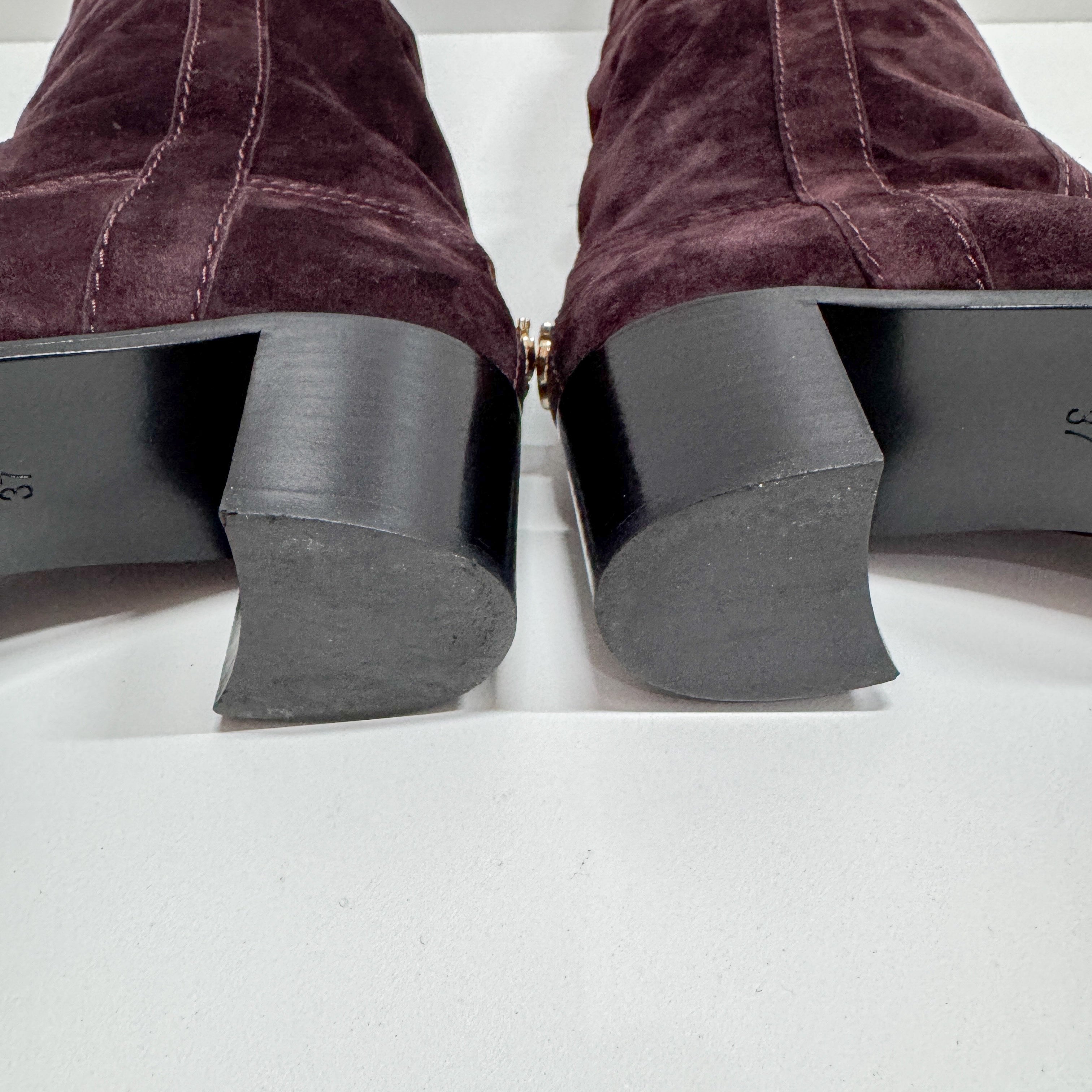 Size 37 Purple Suede Long Boots