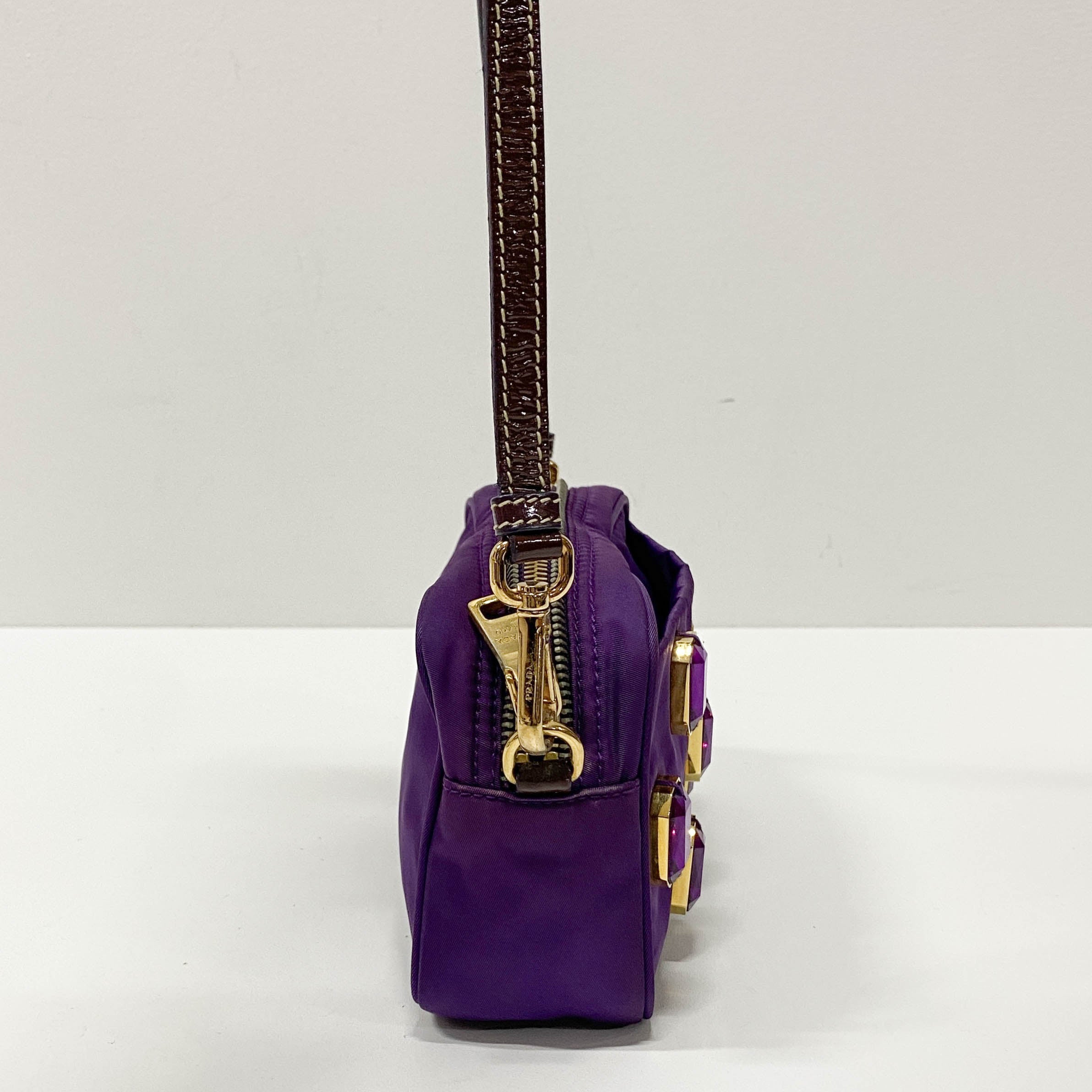 Tessuto Pietre Purple Nylon Crossbody Bag