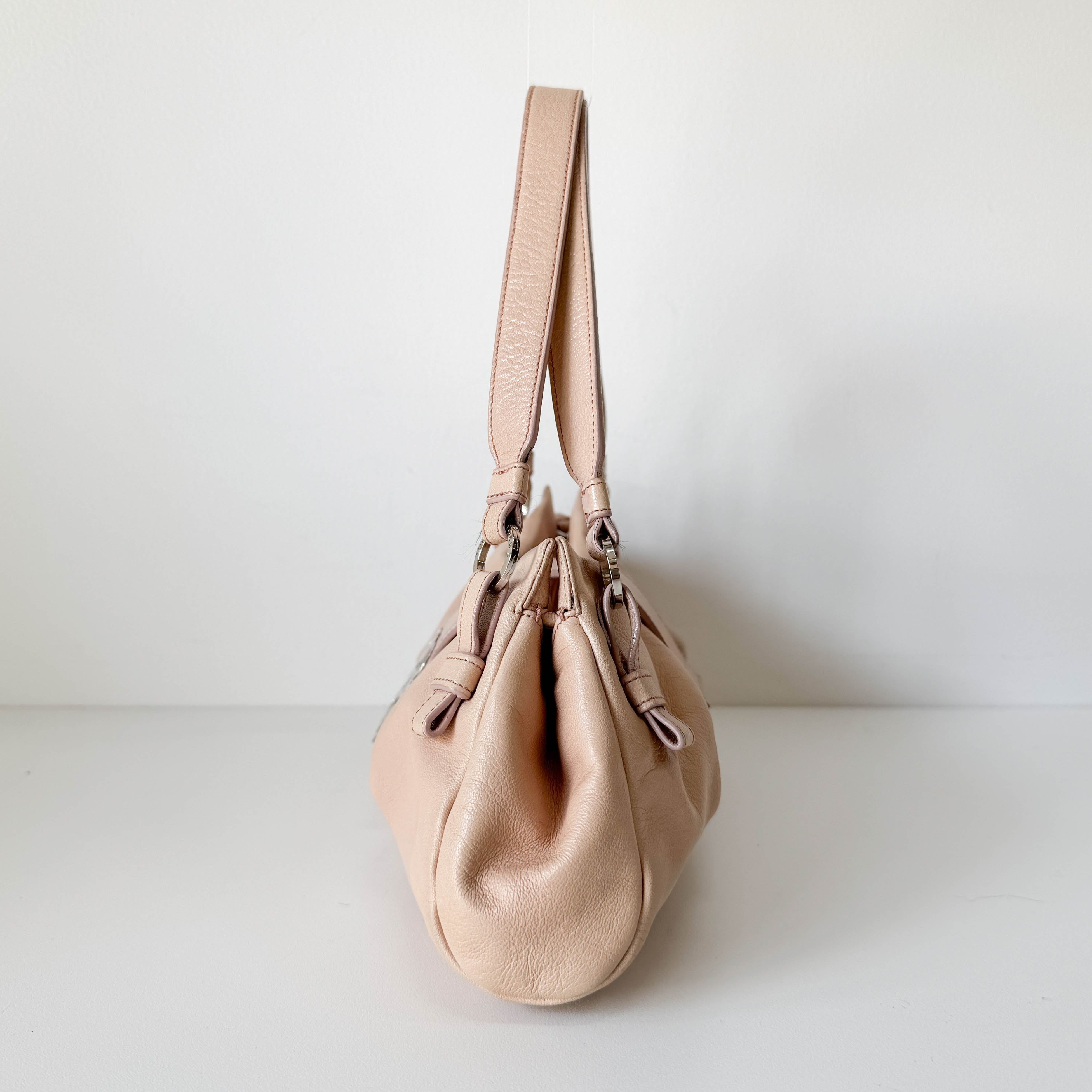 Anagram Pink/Beige Leather Shoulder Bag