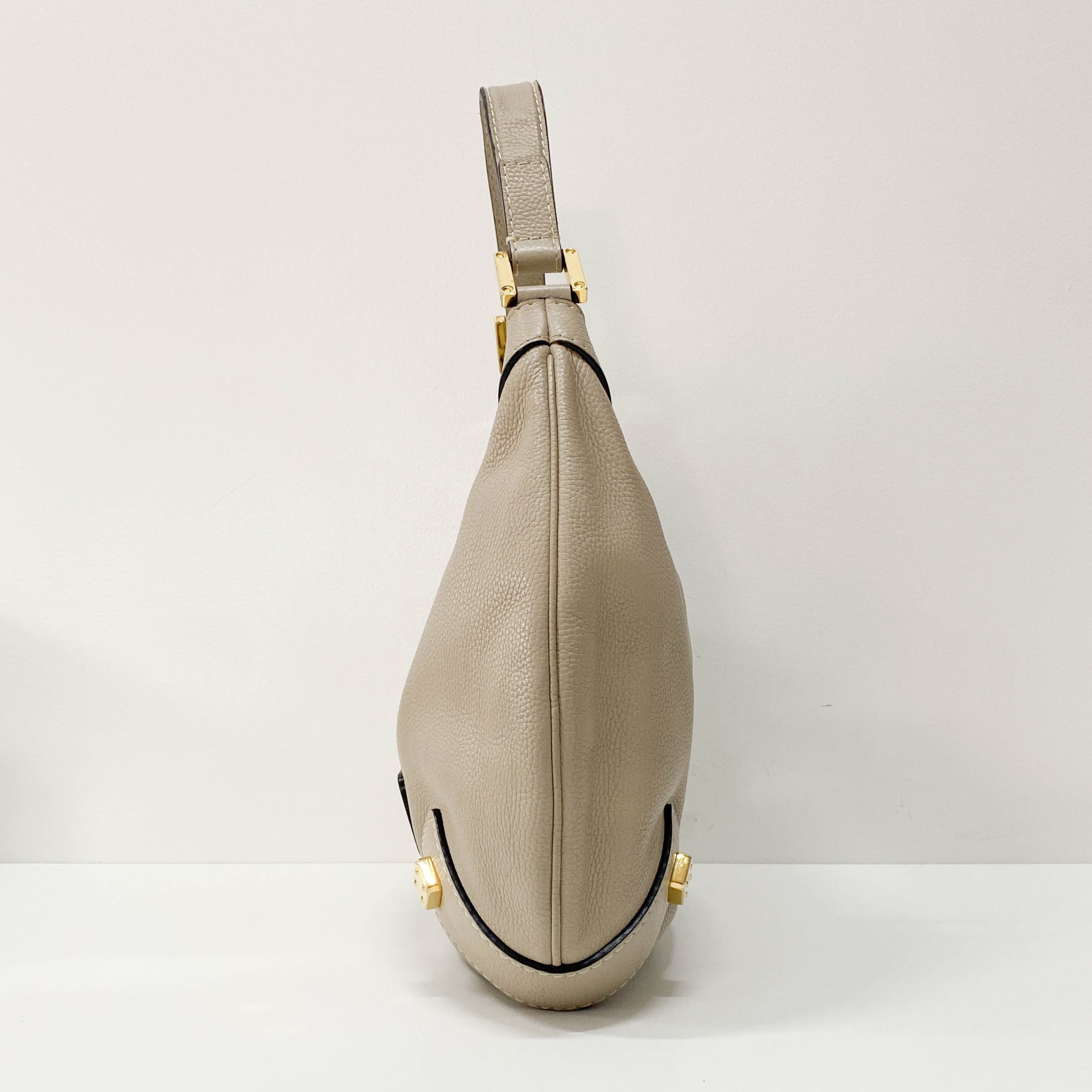 New Road Beige Leather Shoulder Bag