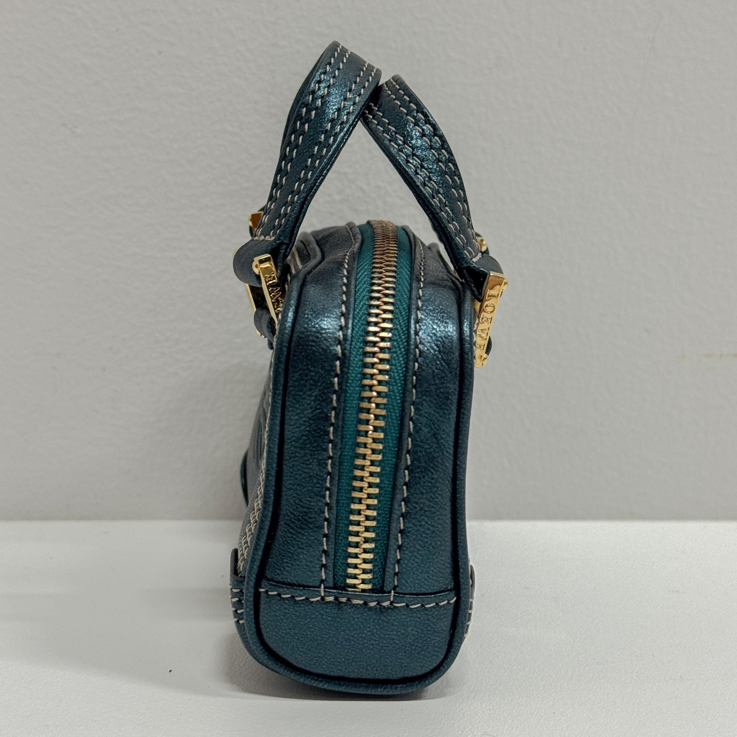 Amazona Micro Mini Blue Leather Two Way Bag