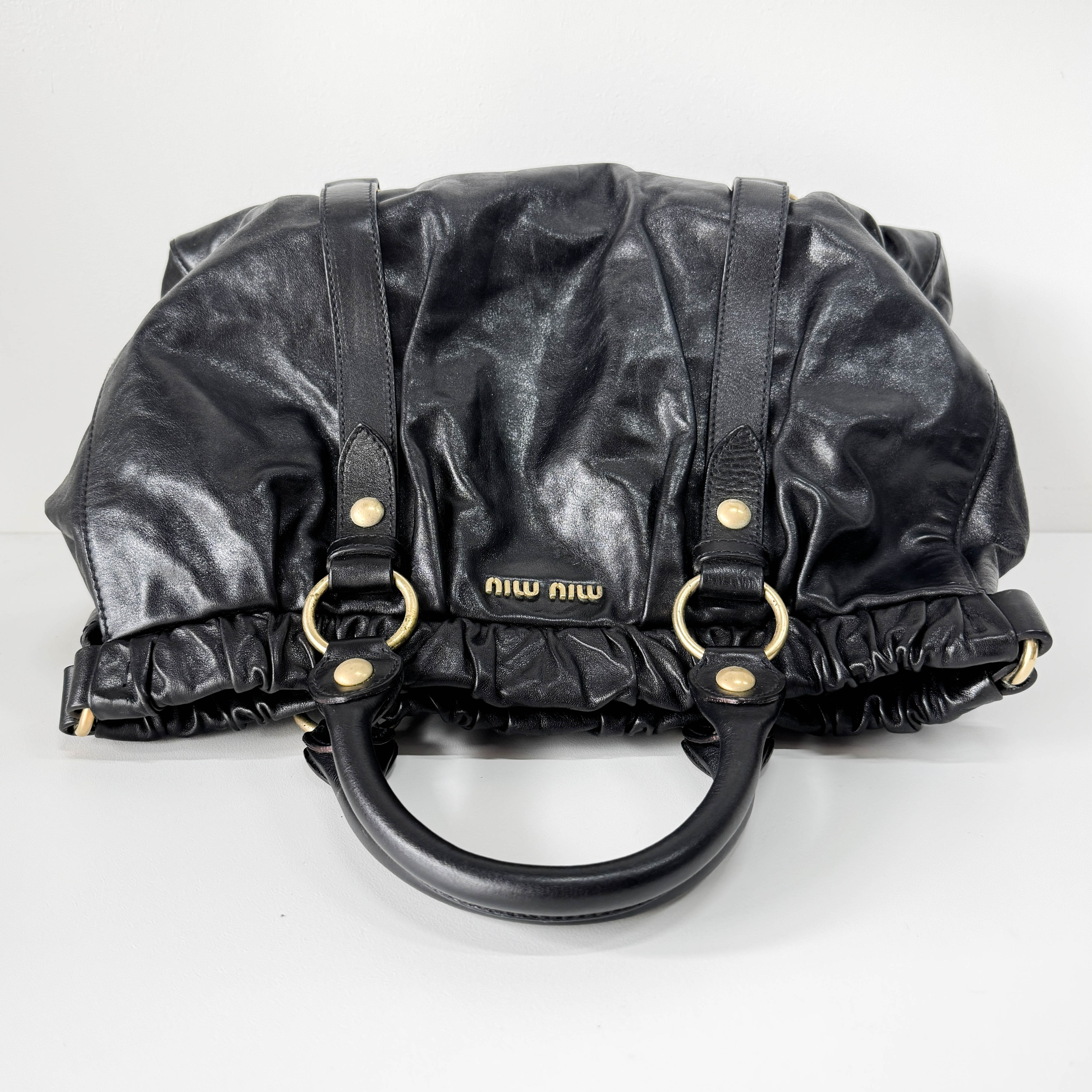 Vitello Black Calfskin Leather Two Way Bag