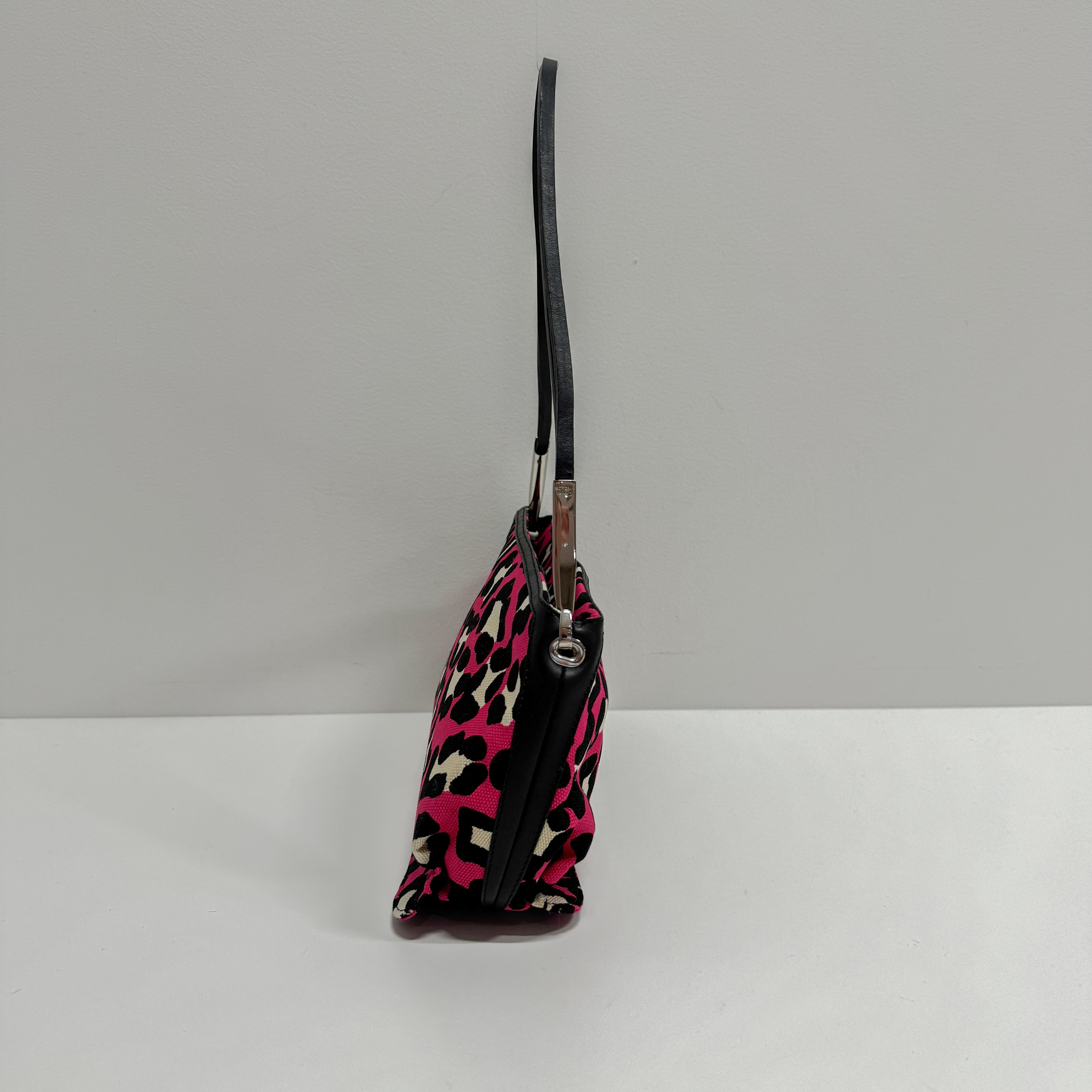 Pink Leopard Print Cotton Shoulder Bag