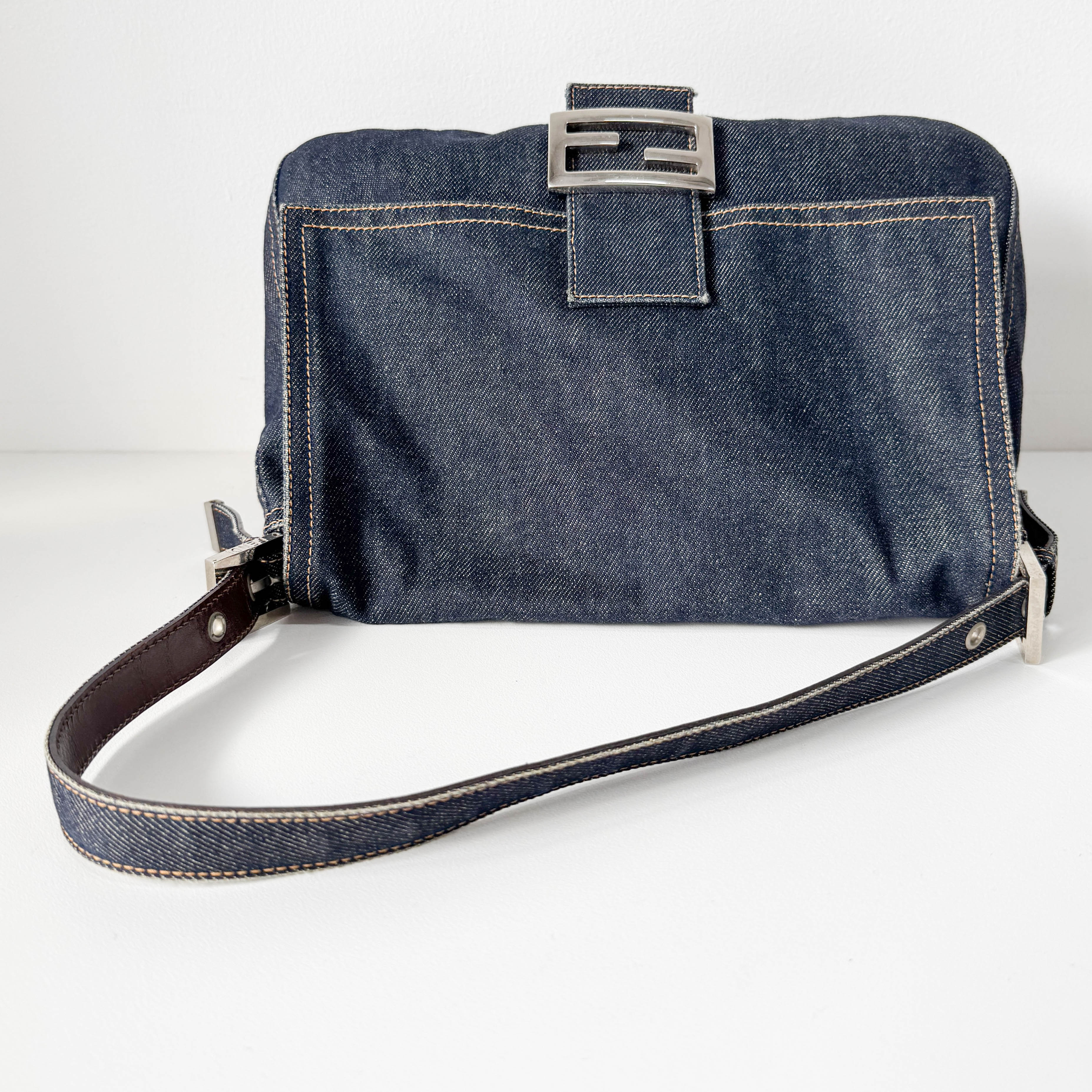 Mamma Baguette Blue Denim Shoulder Bag