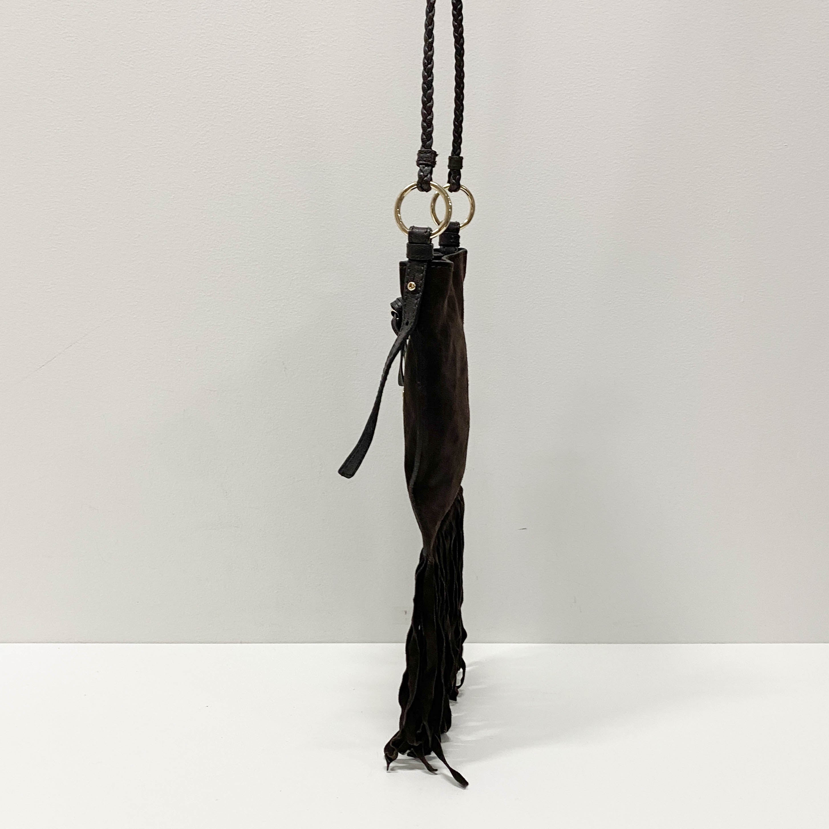 Anita Fringe Brown Suede Crossbody Bag