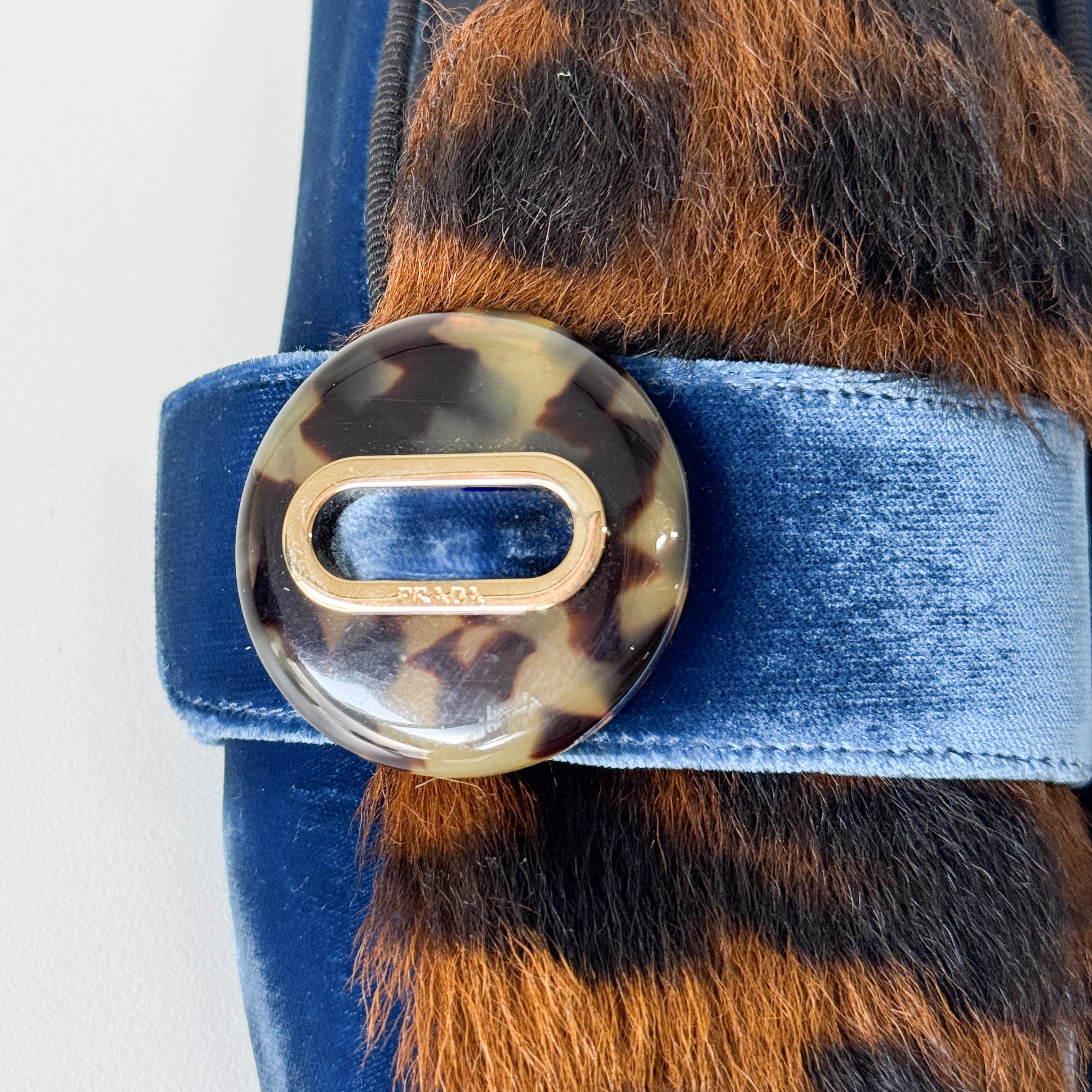 Size 36 1/2 EU Leopard Print Blue Velvet Loafers