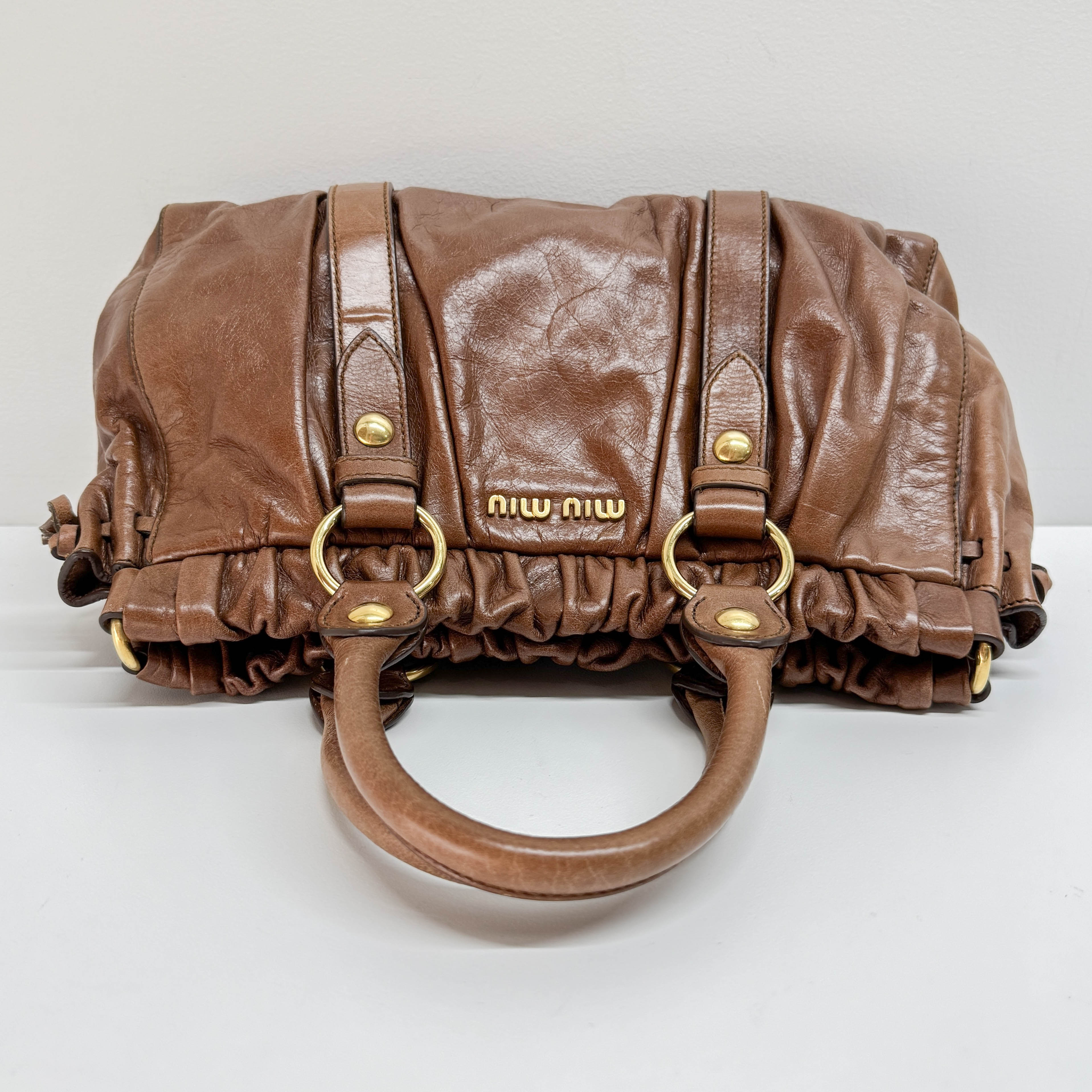 Vitello Brown Leather Two Way Bag