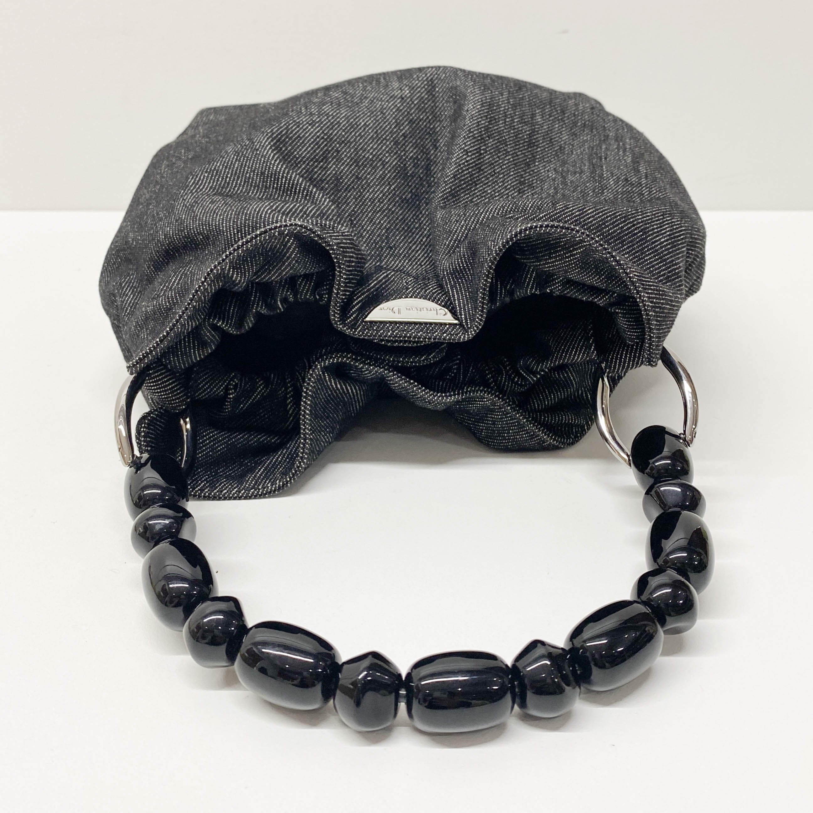 Malice Pearl Black Denim Hand Bag