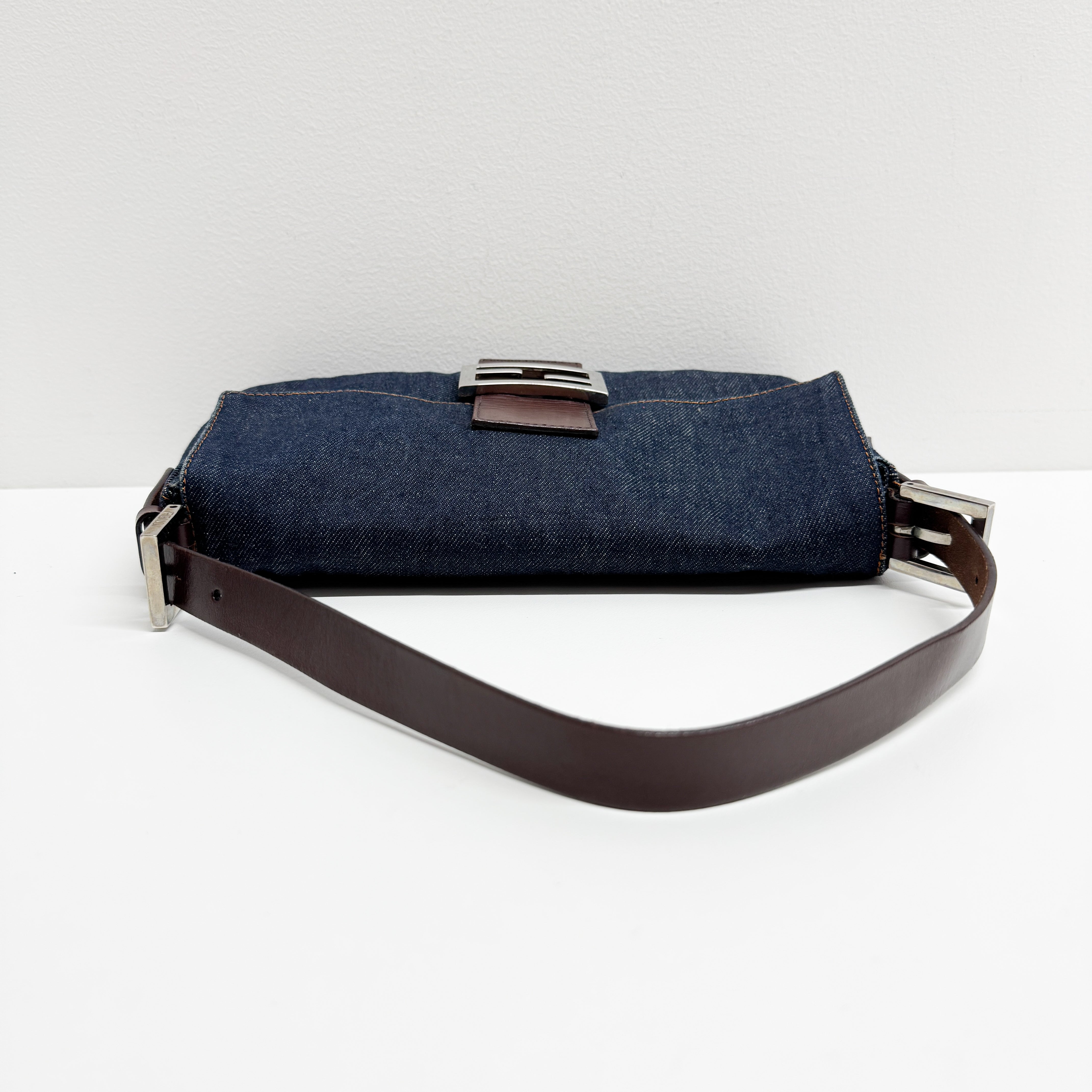 Baguette Blue Denim Shoulder Bag