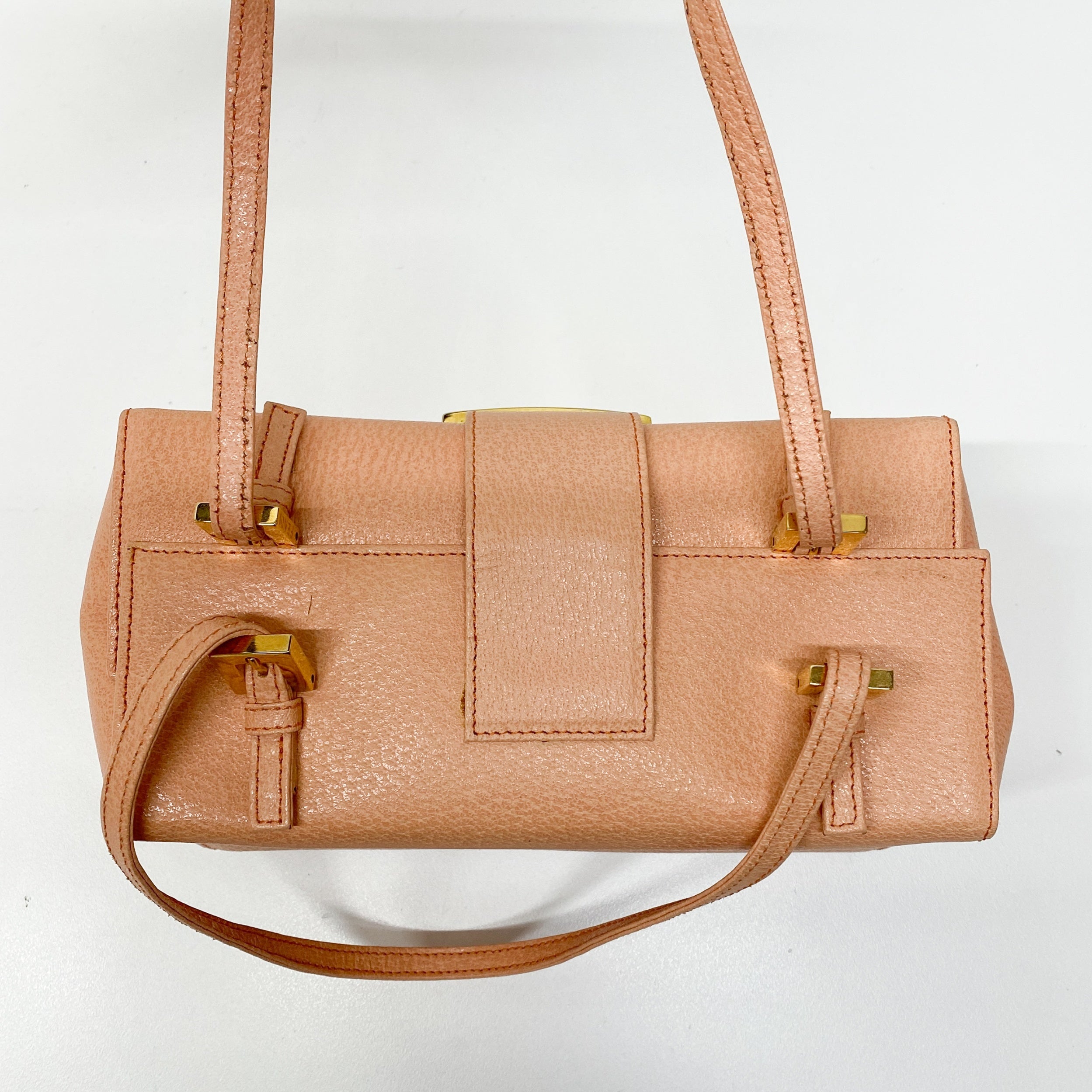 Mamma Baguette Peach Leather Box Bag