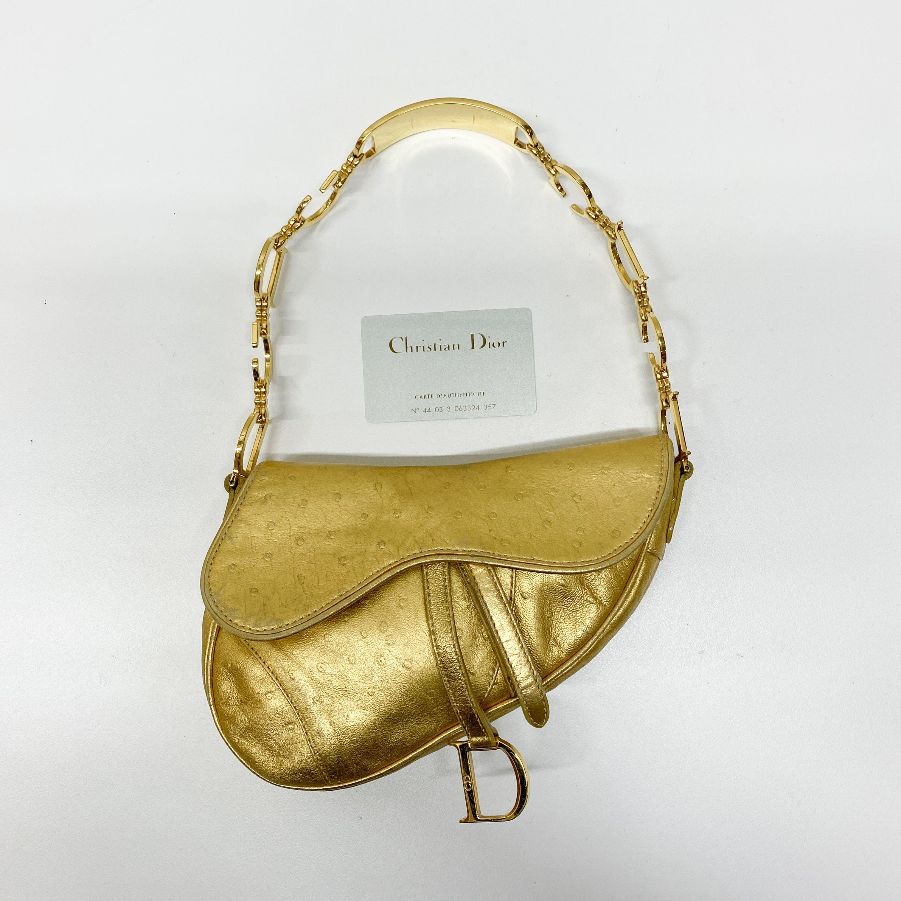 Saddle Gold Leather Shoulder Bag