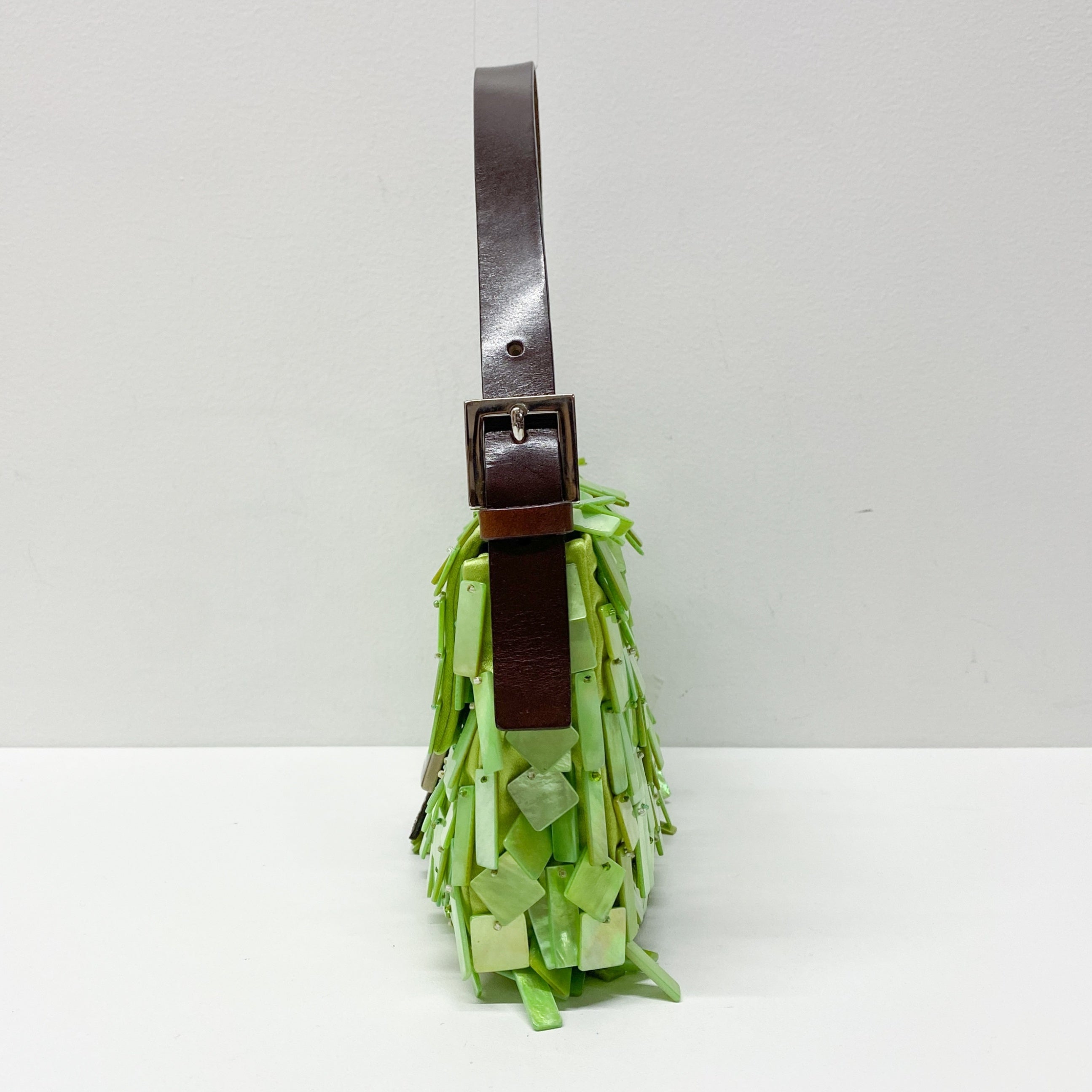 Limited Edition Baguette Mother Of Pearl Green Satin Shoulder Bag