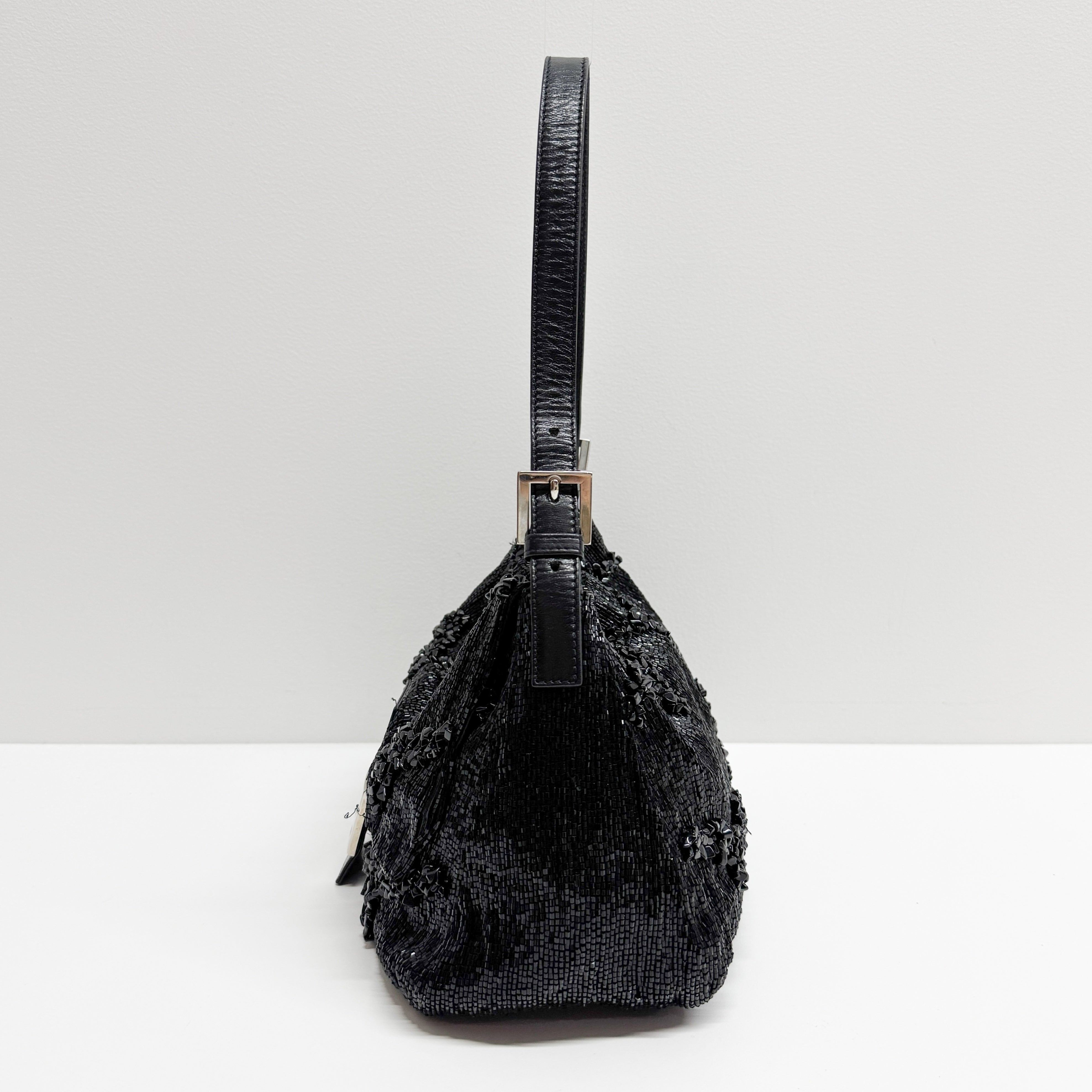 Mamma Baguette Black Beads Shoulder Bag