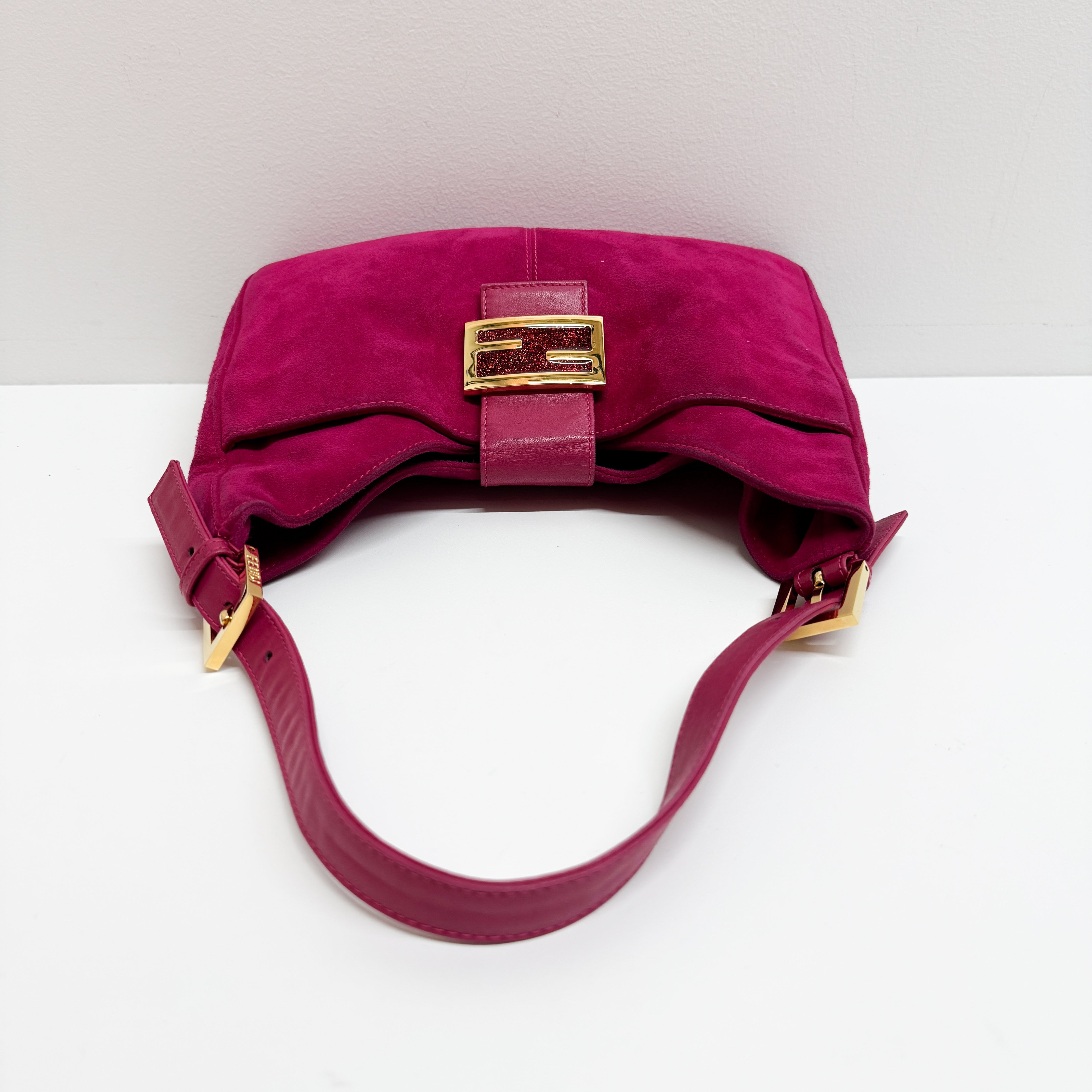 Mamma Baguette Pink Suede Shoulder Bag