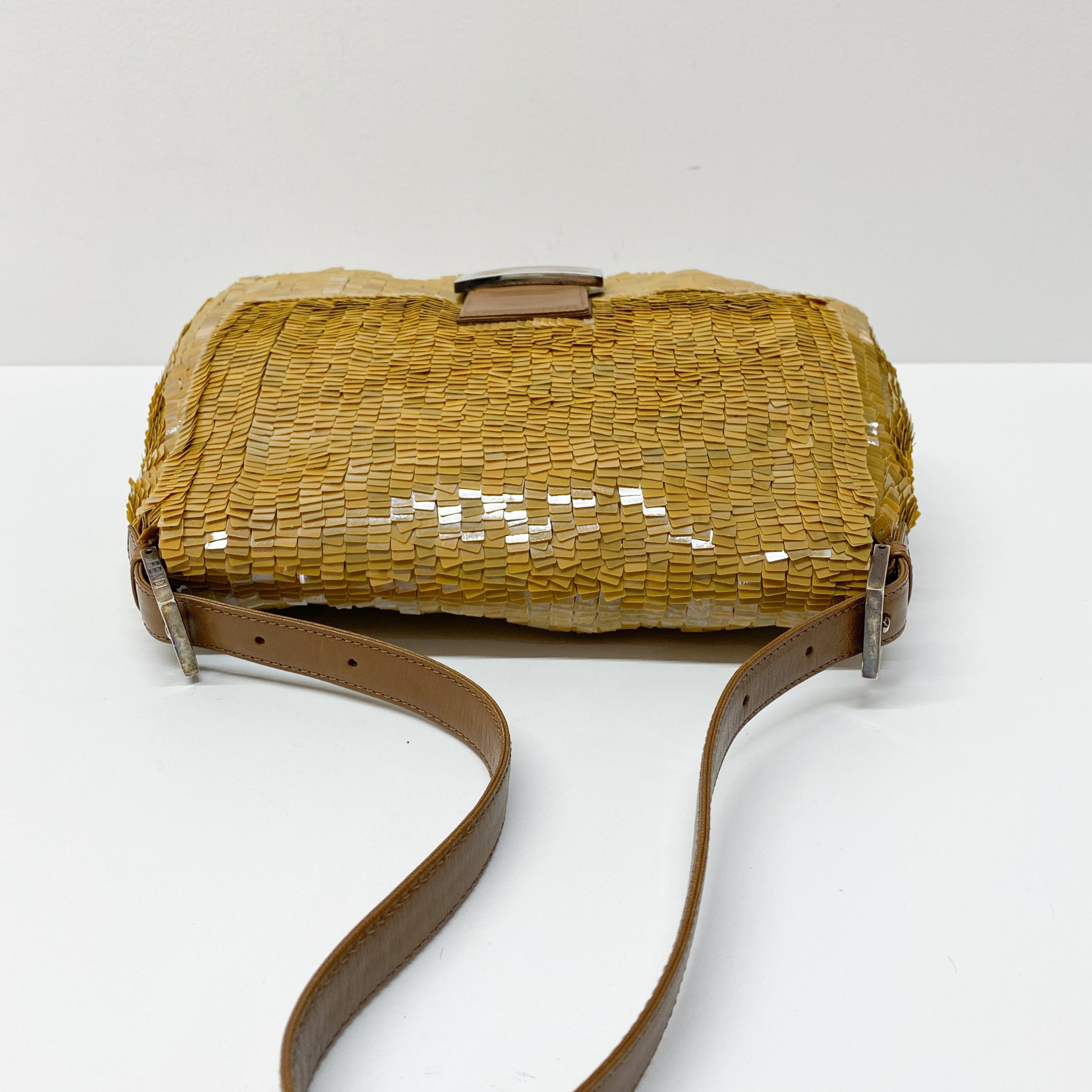 Mamma Baguette Caramel Brown Sequin Shoulder Bag