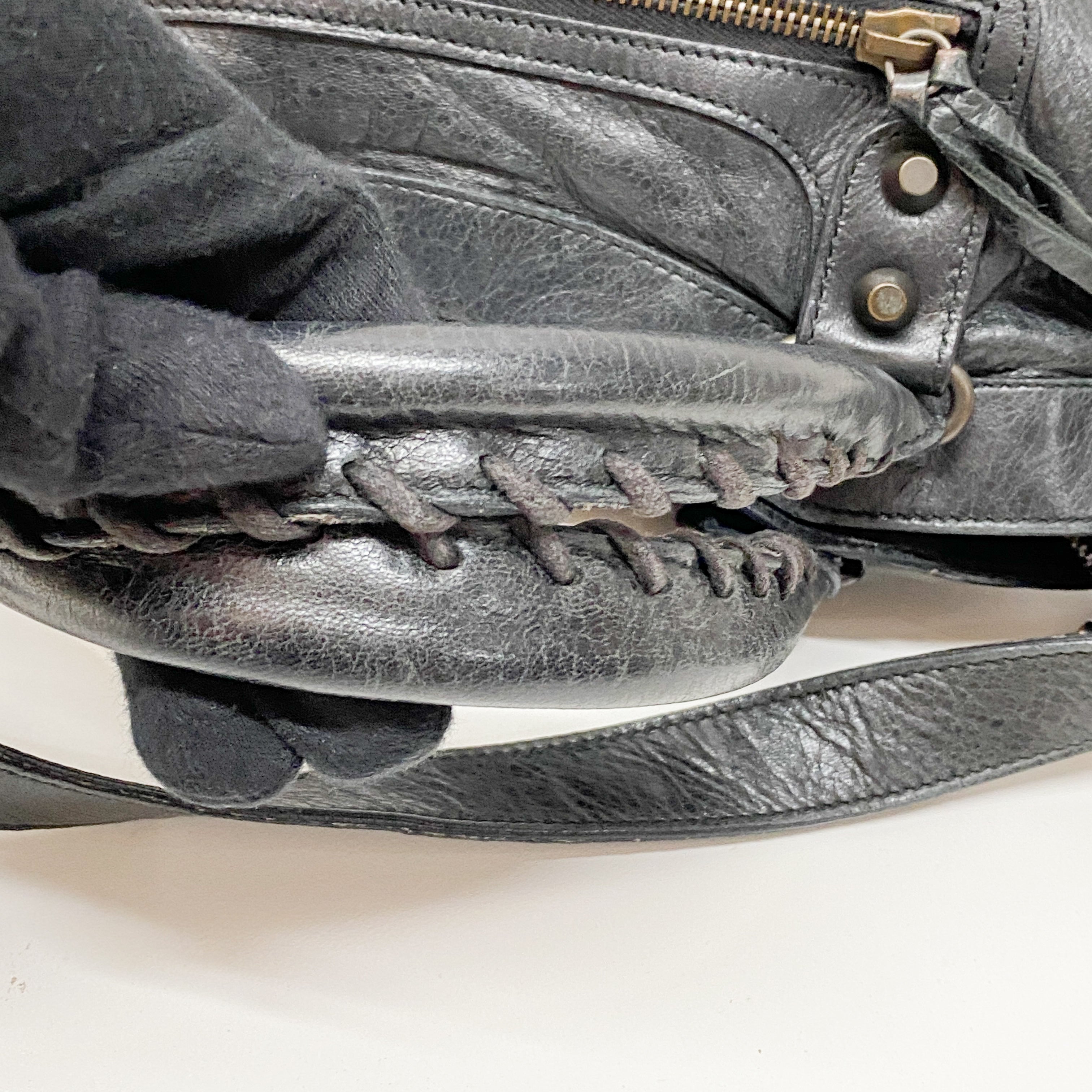 The Town Black Leather Two Way Bag