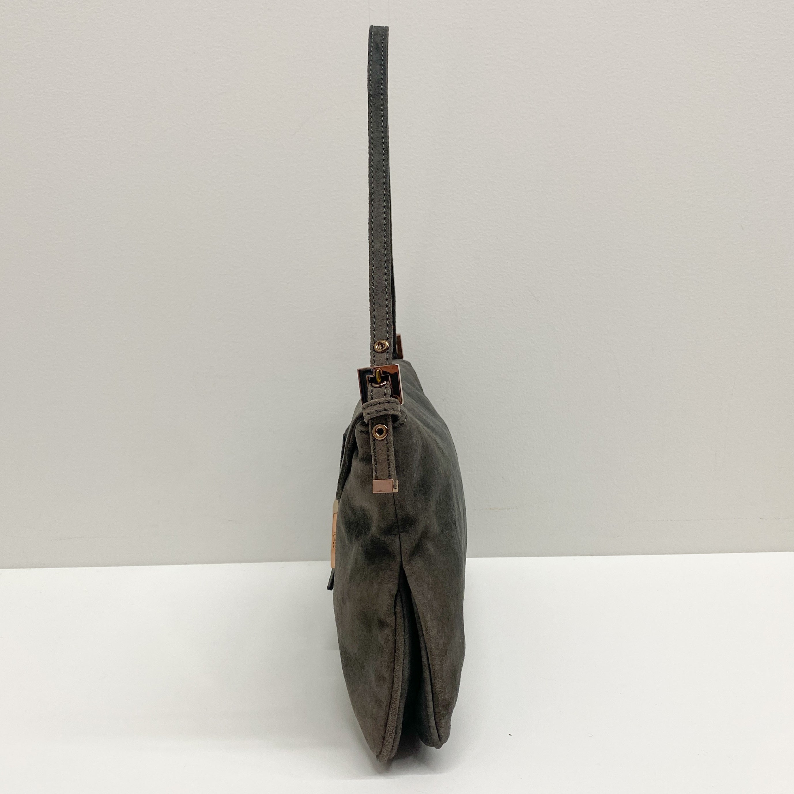 Vintage Grey Suede Shoulder Bag