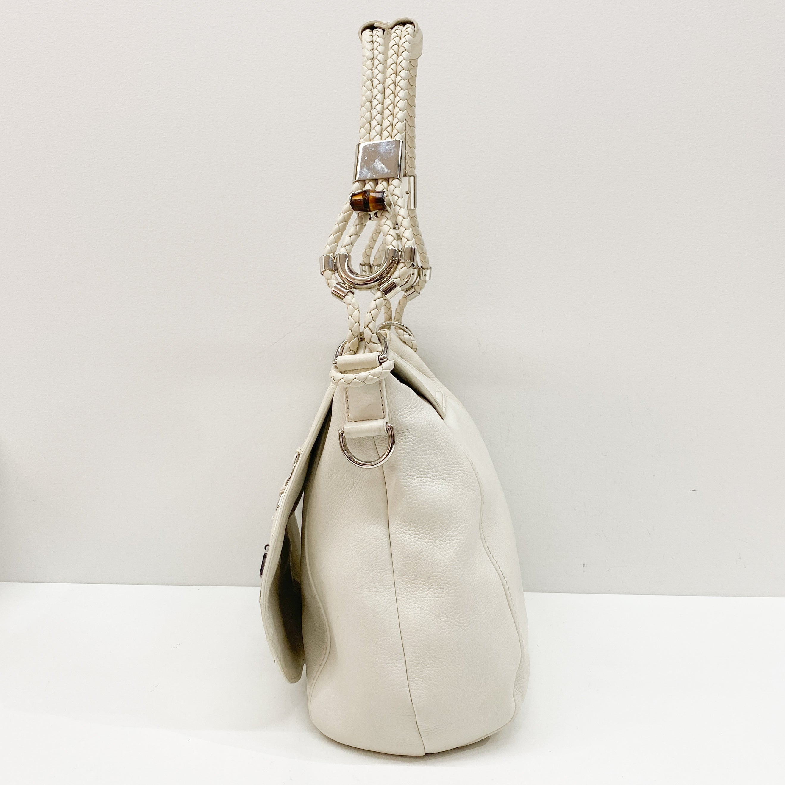 Vintage White Leather Shoulder Bag