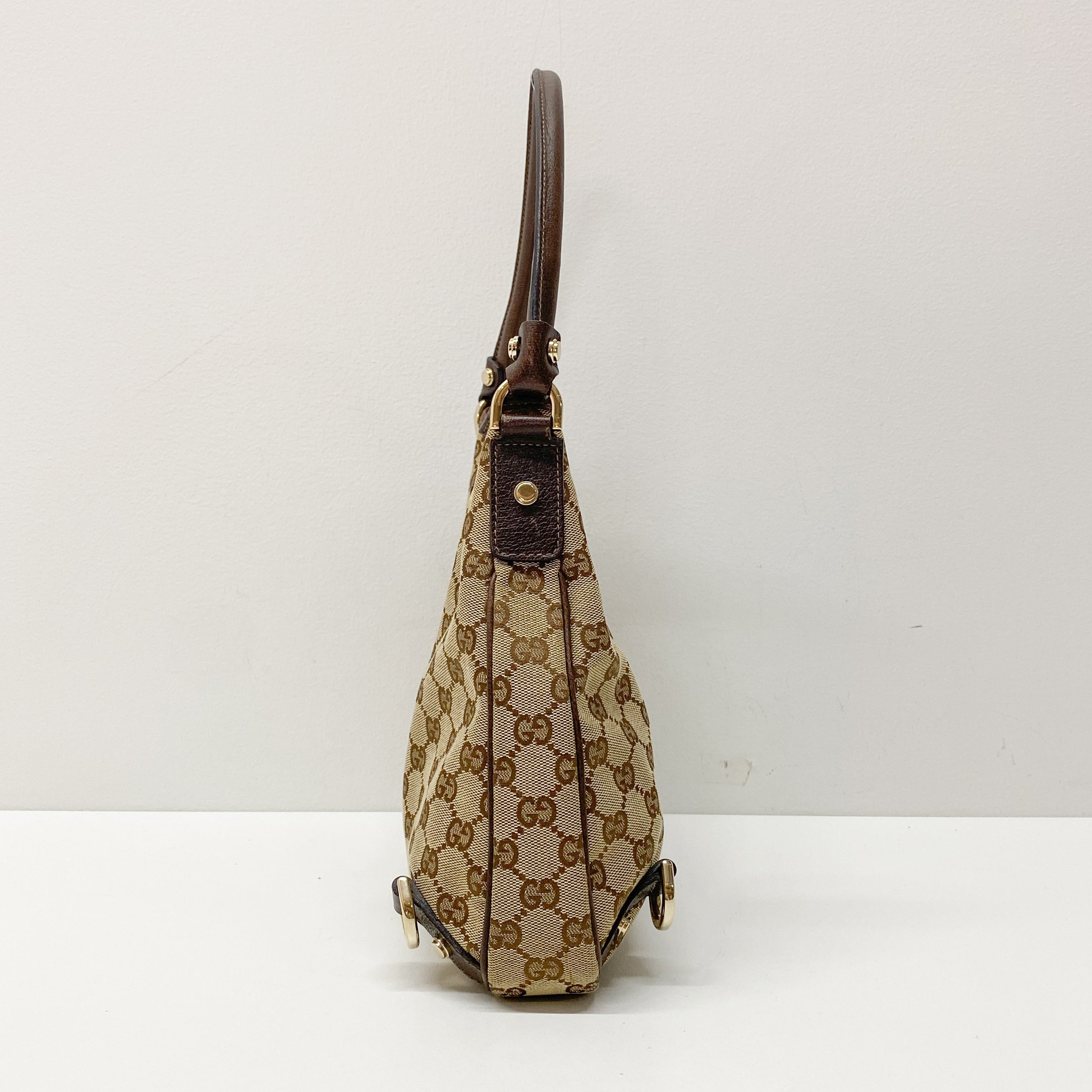 Abbey D-Ring GG Brown Canvas Hobo Bag