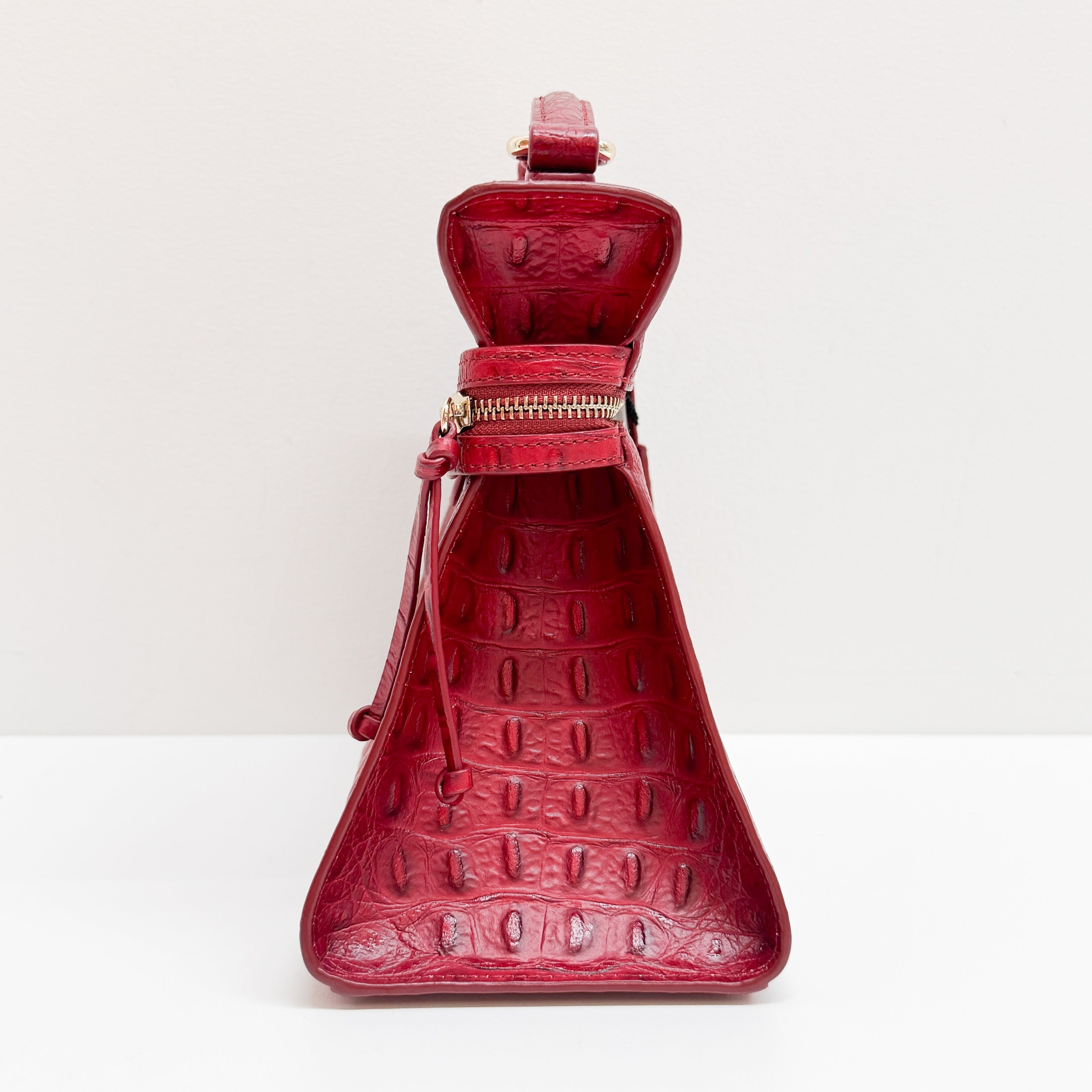 Red Crocodile Embossed Hand Bag