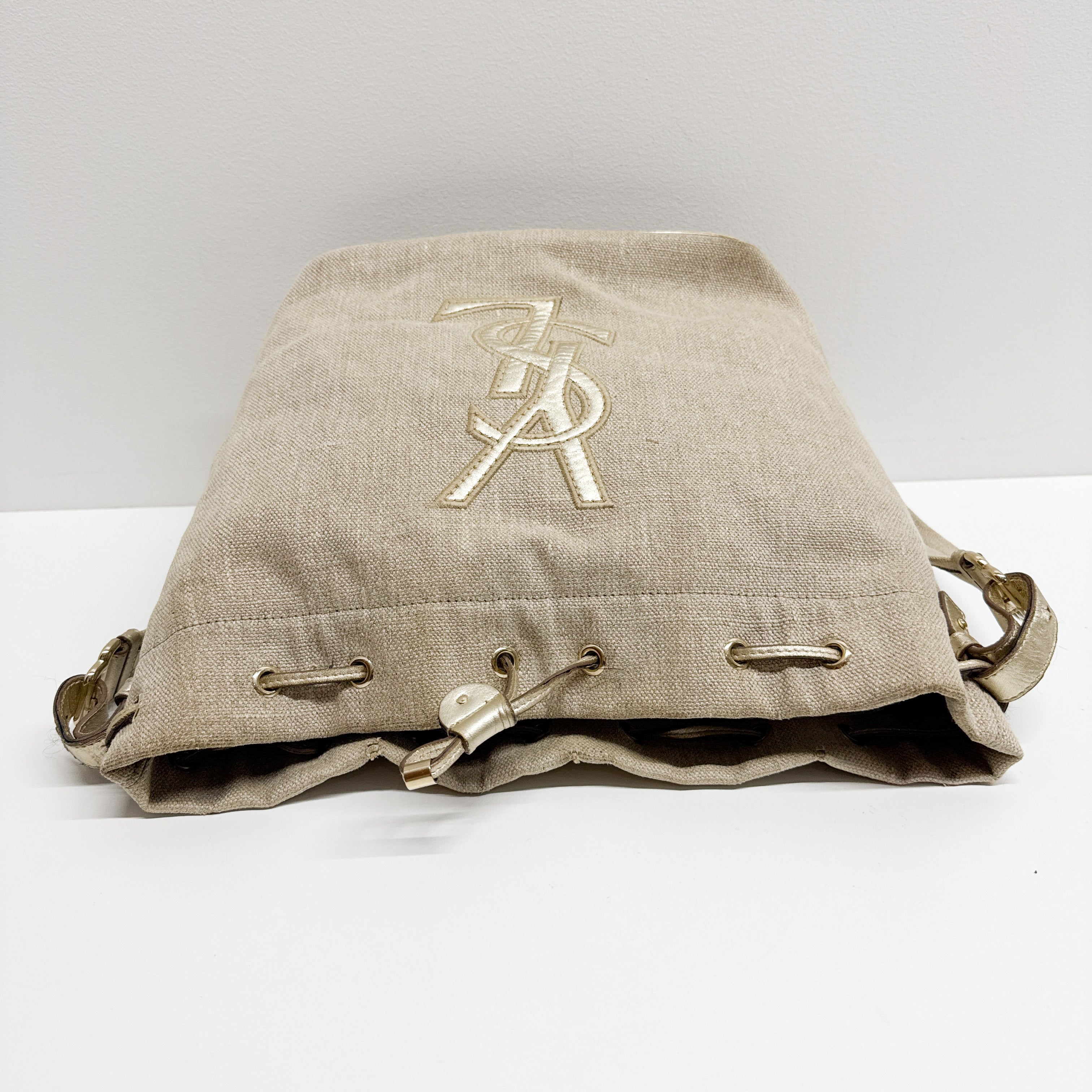 Beige Cotton Crossbody Bag