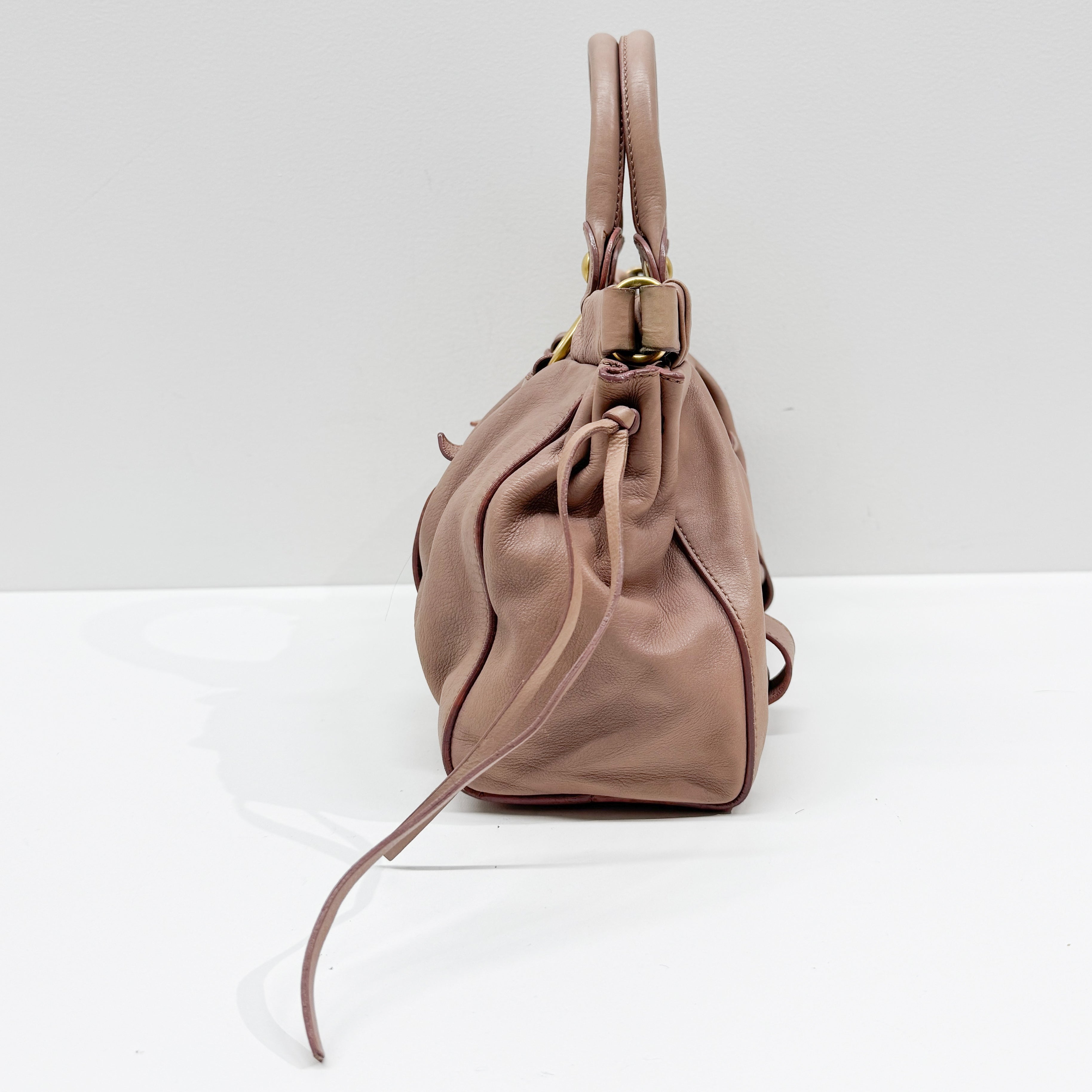 Vitello Pink Leather Two Way Bag