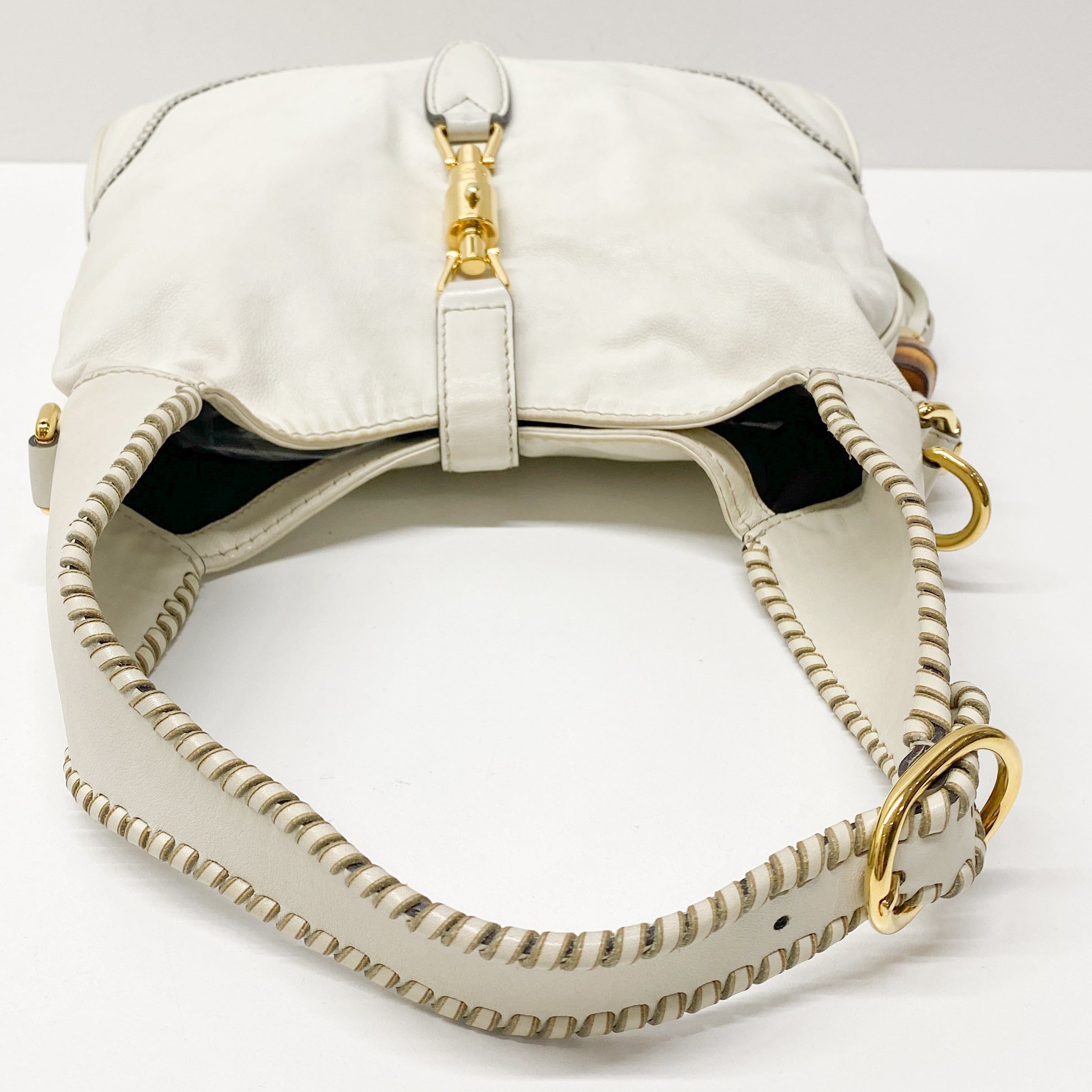 Jackie White Leather Shoulder Bag