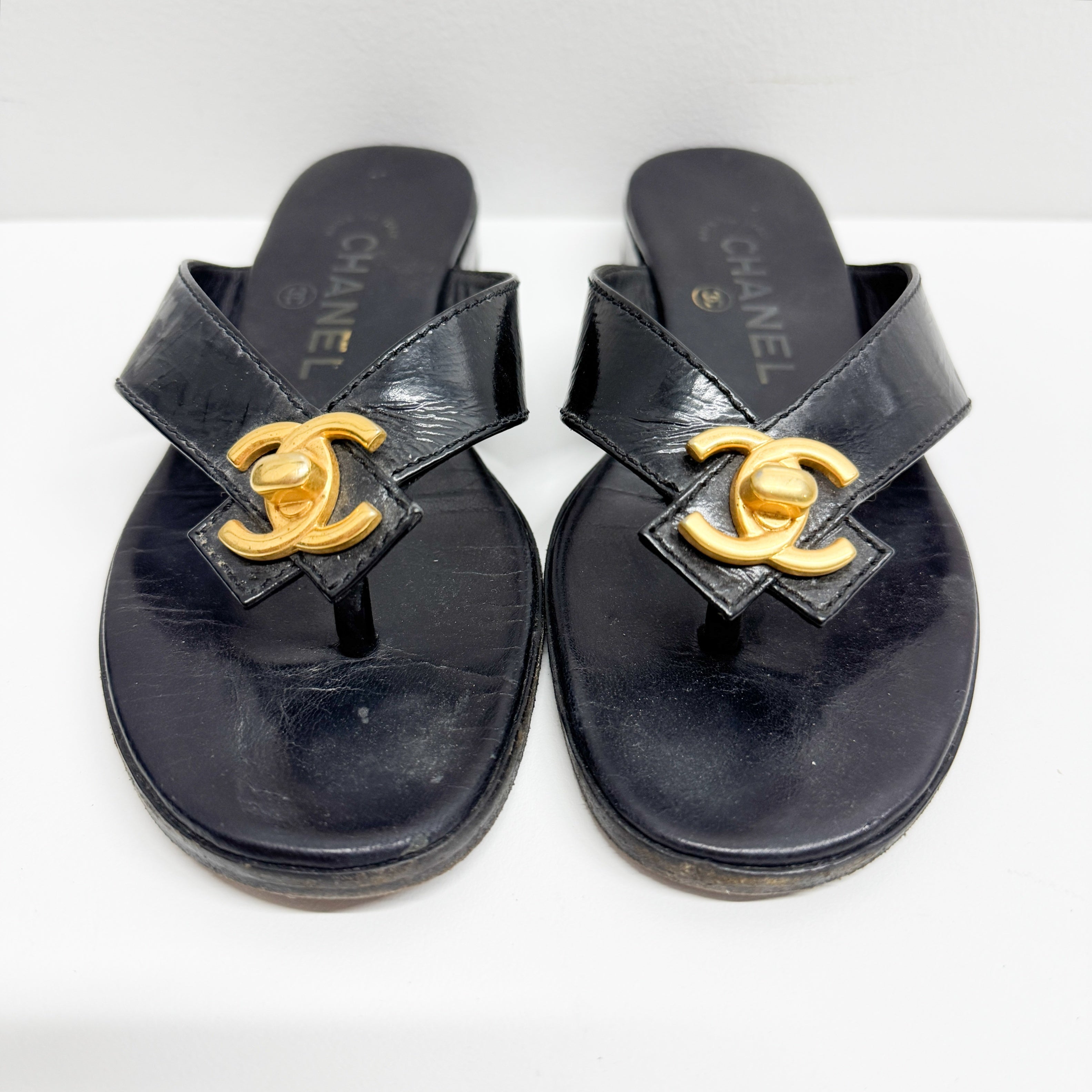 Size 36 Black Leather Sandals