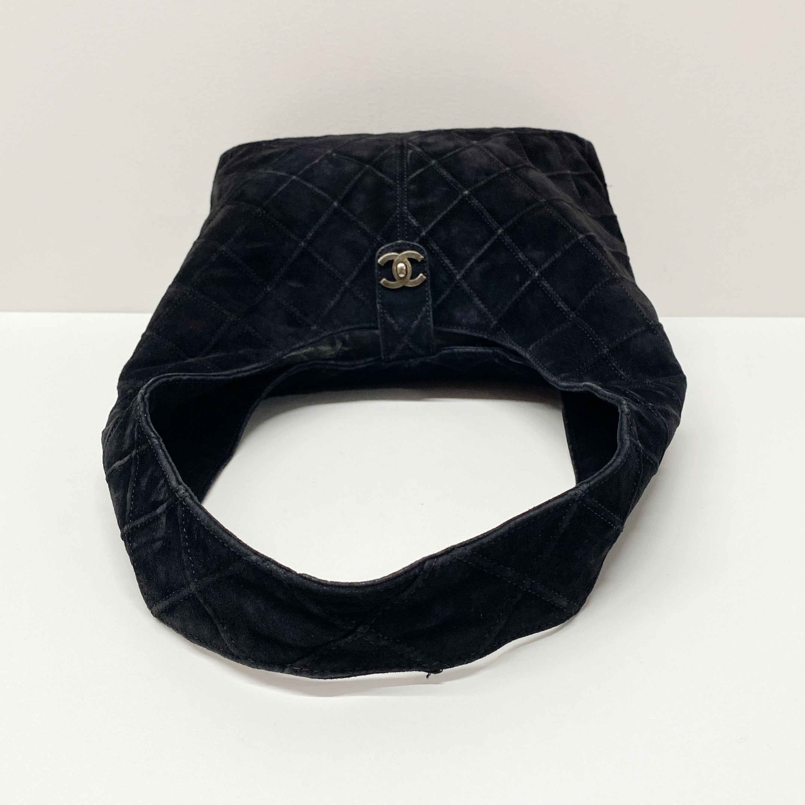 Metalesse Black Suede Hobo Shoulder Bag