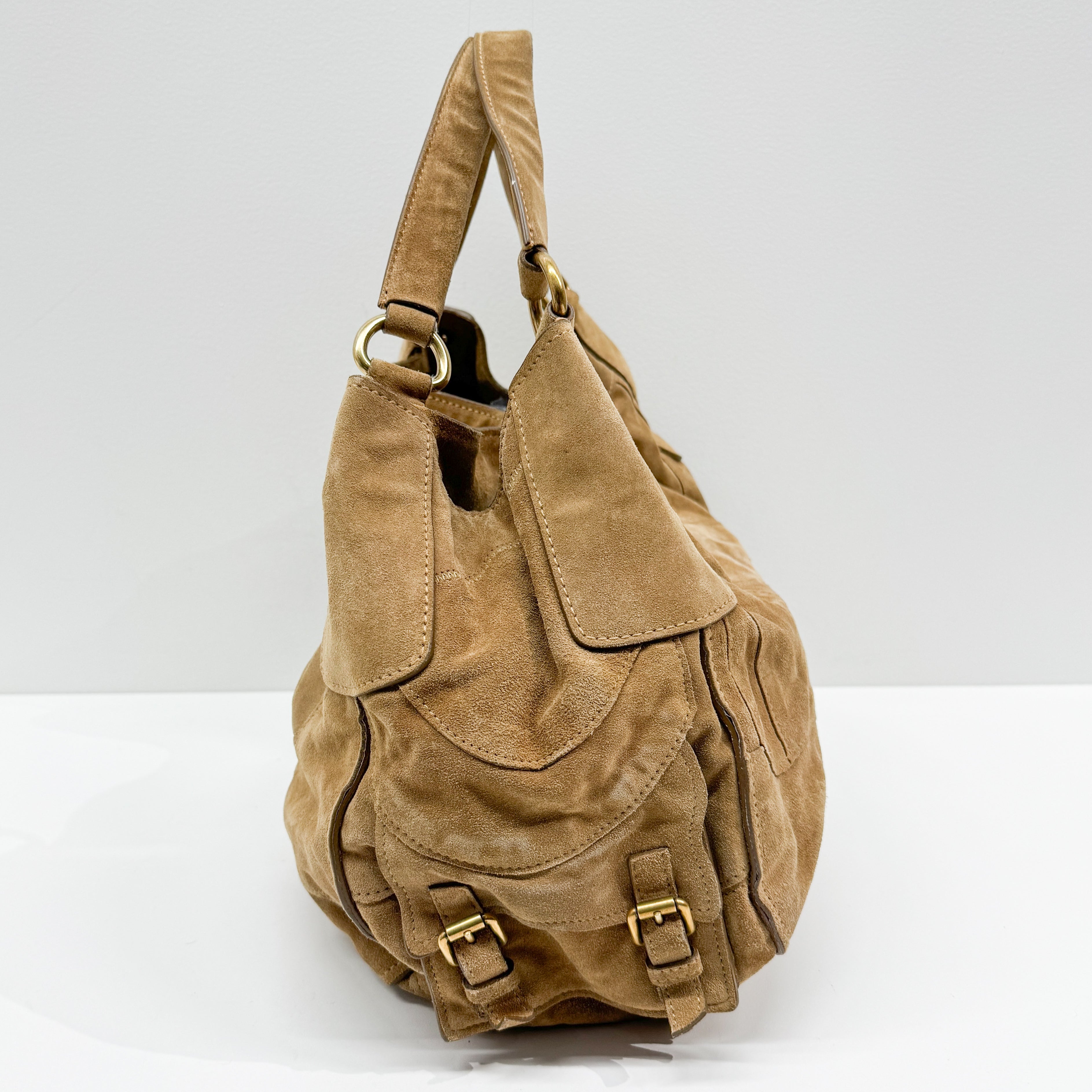 Vintage Brown Suede Shoulder Bag