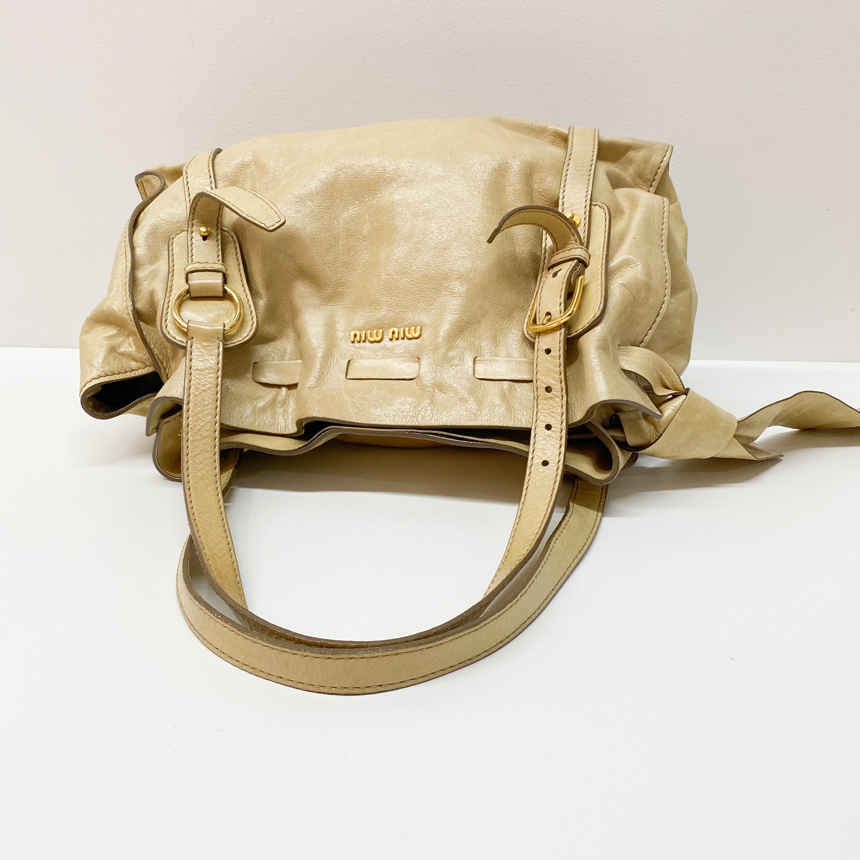 Vintage Yellow Leather Shoulder Bag