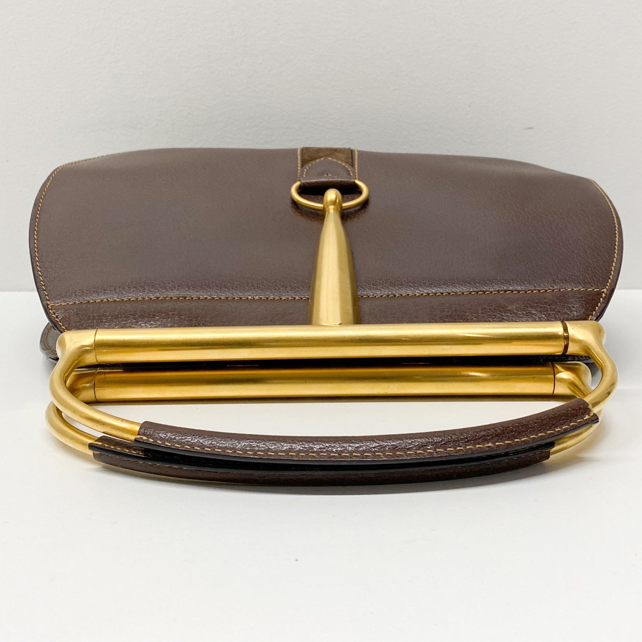 Horsebit Brown Leather Hand Bag