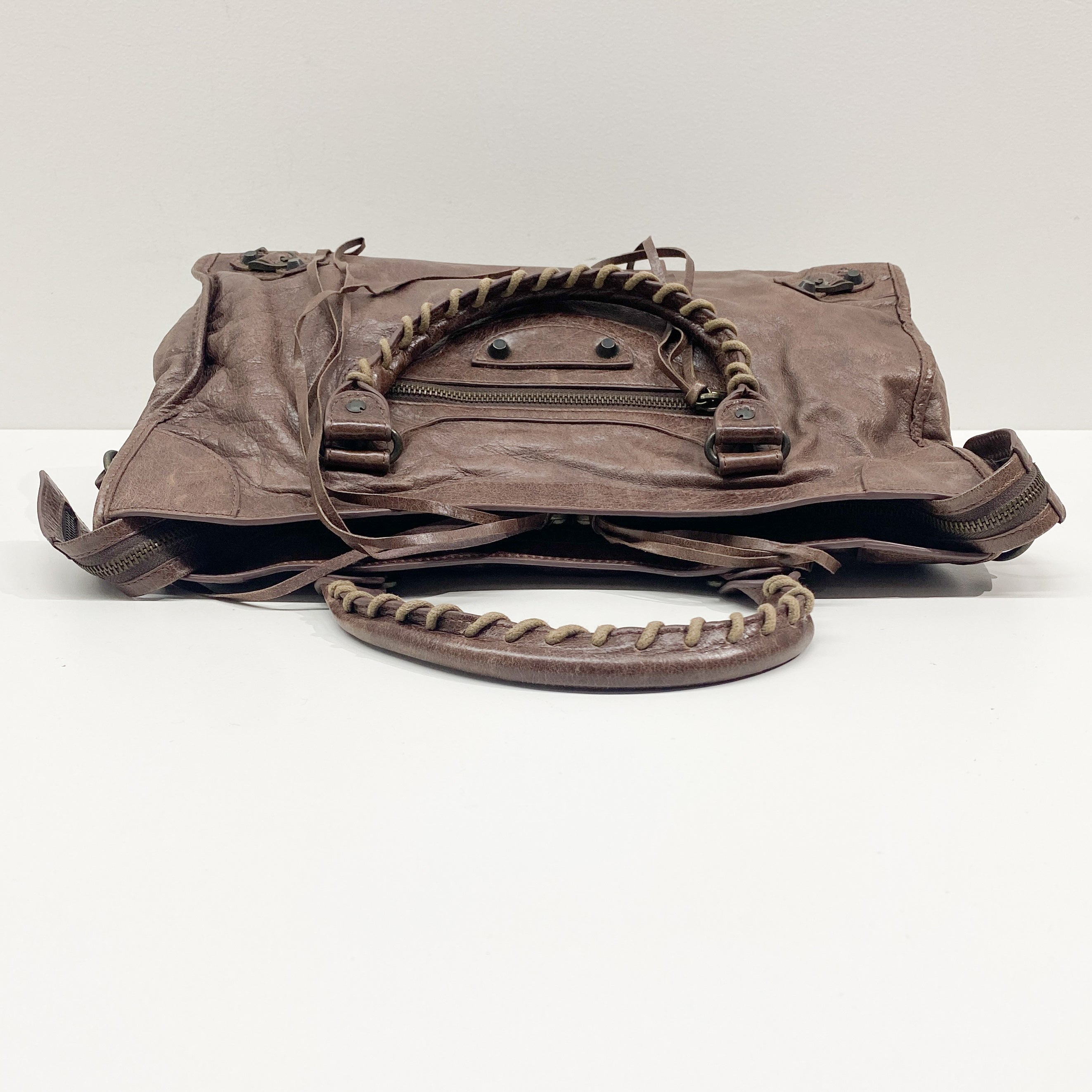 The City Brown Leather Hand Bag