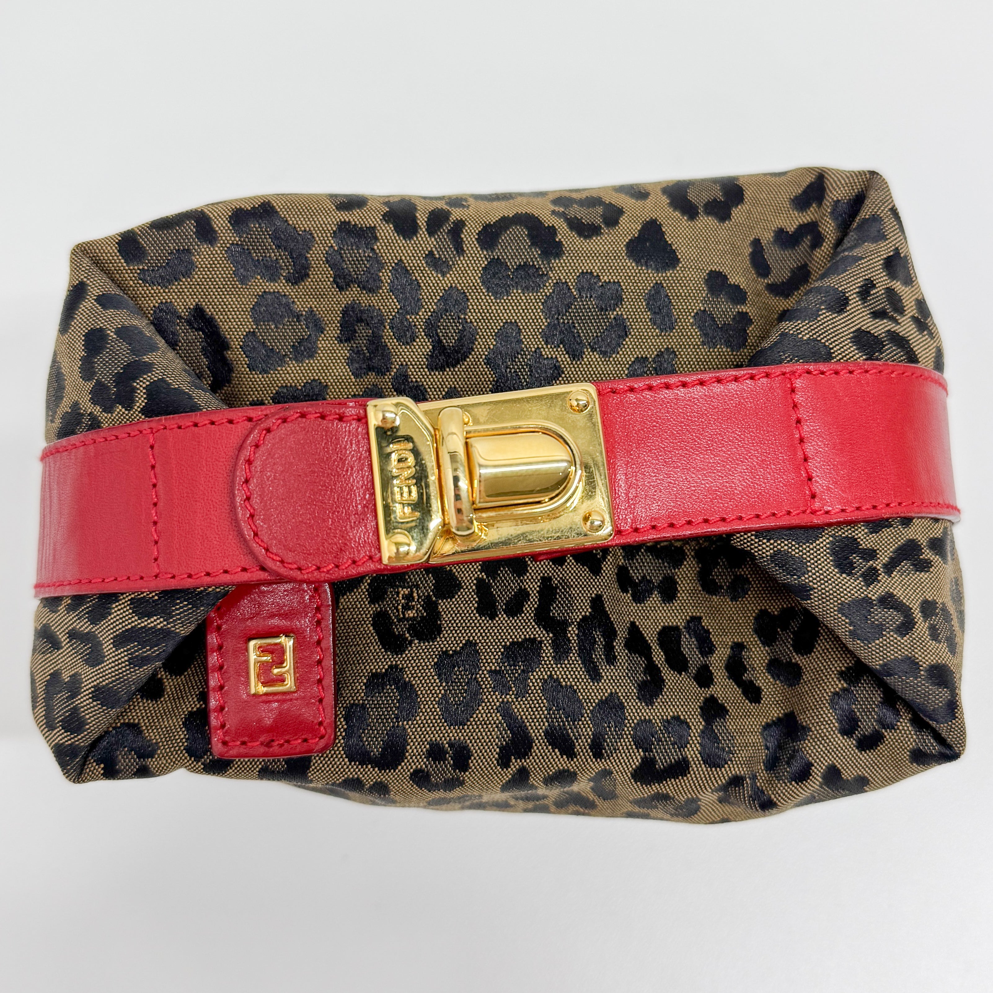 Brown Leopard Canvas Pouch