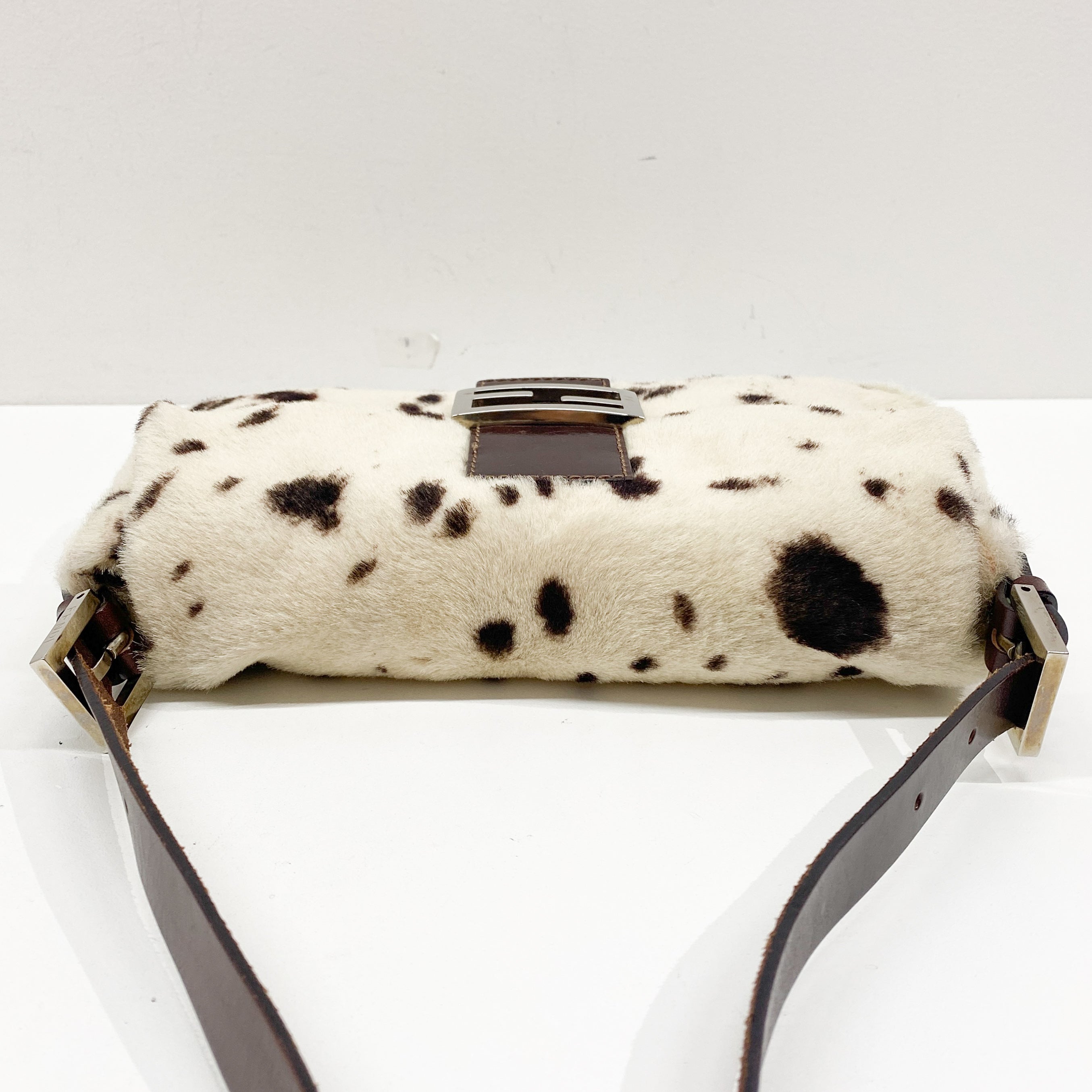 Baguette Brown Cow Print Pony Hair Shoulder Bag