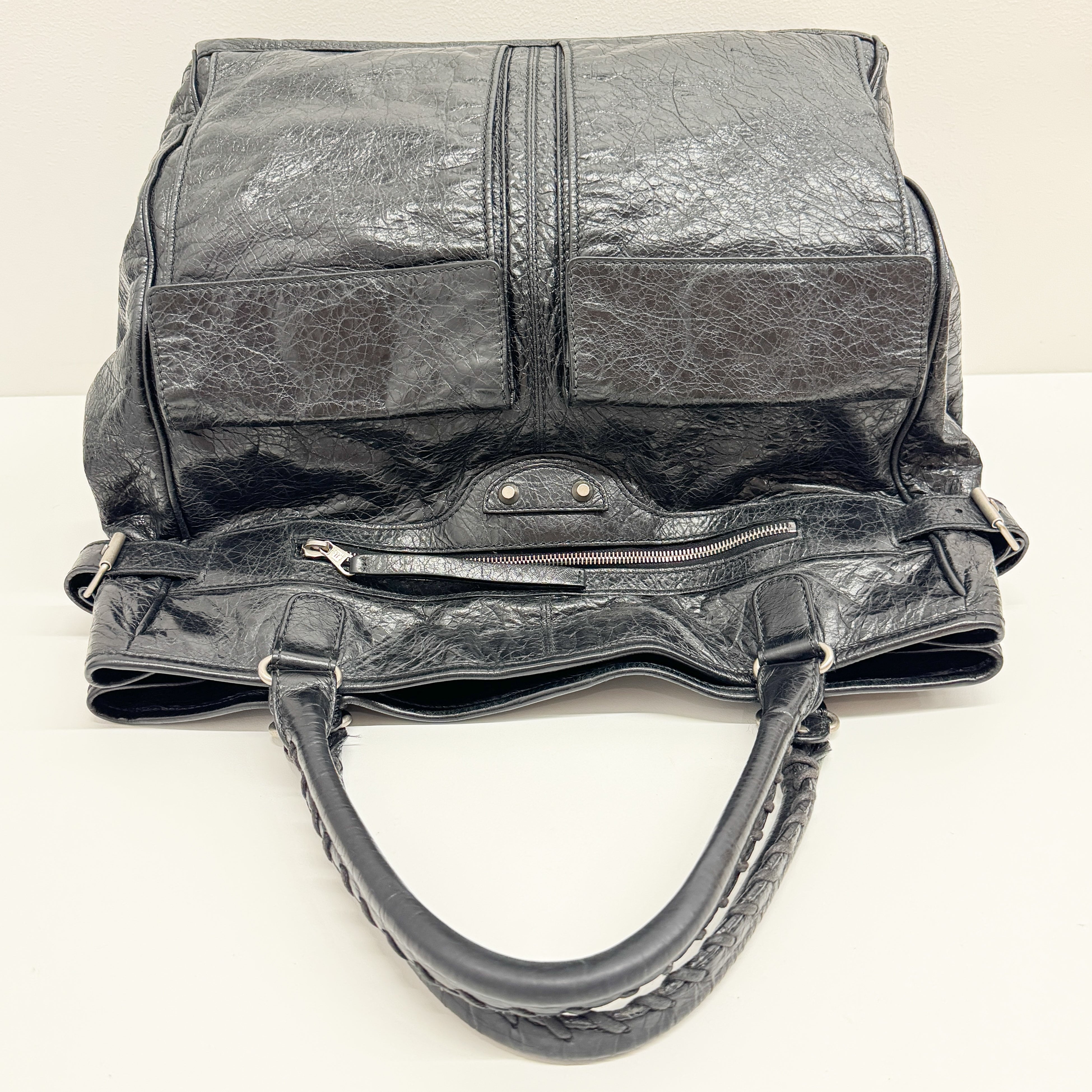 Black Leather City Tote