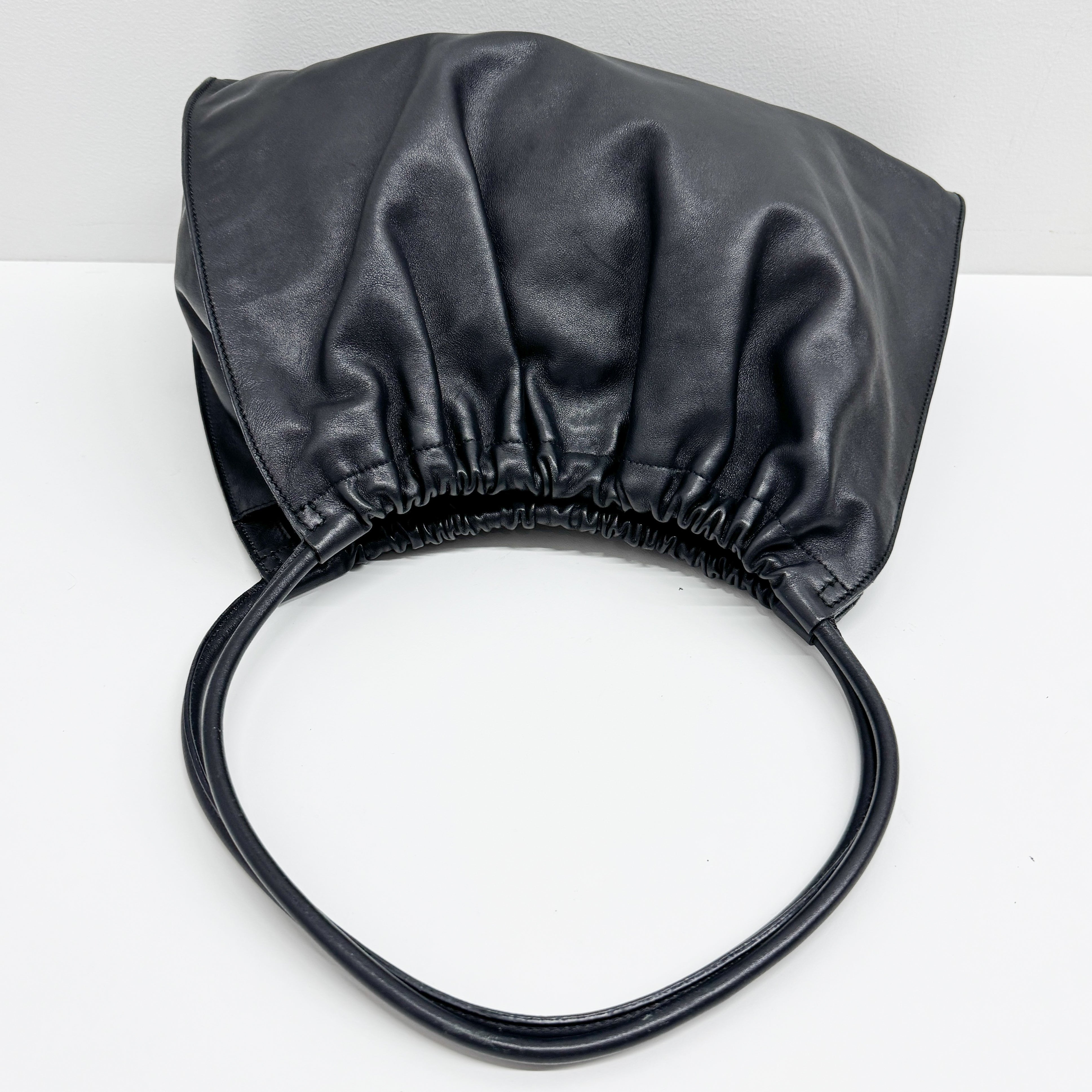 Black Leather Hobo Shoulder Bag