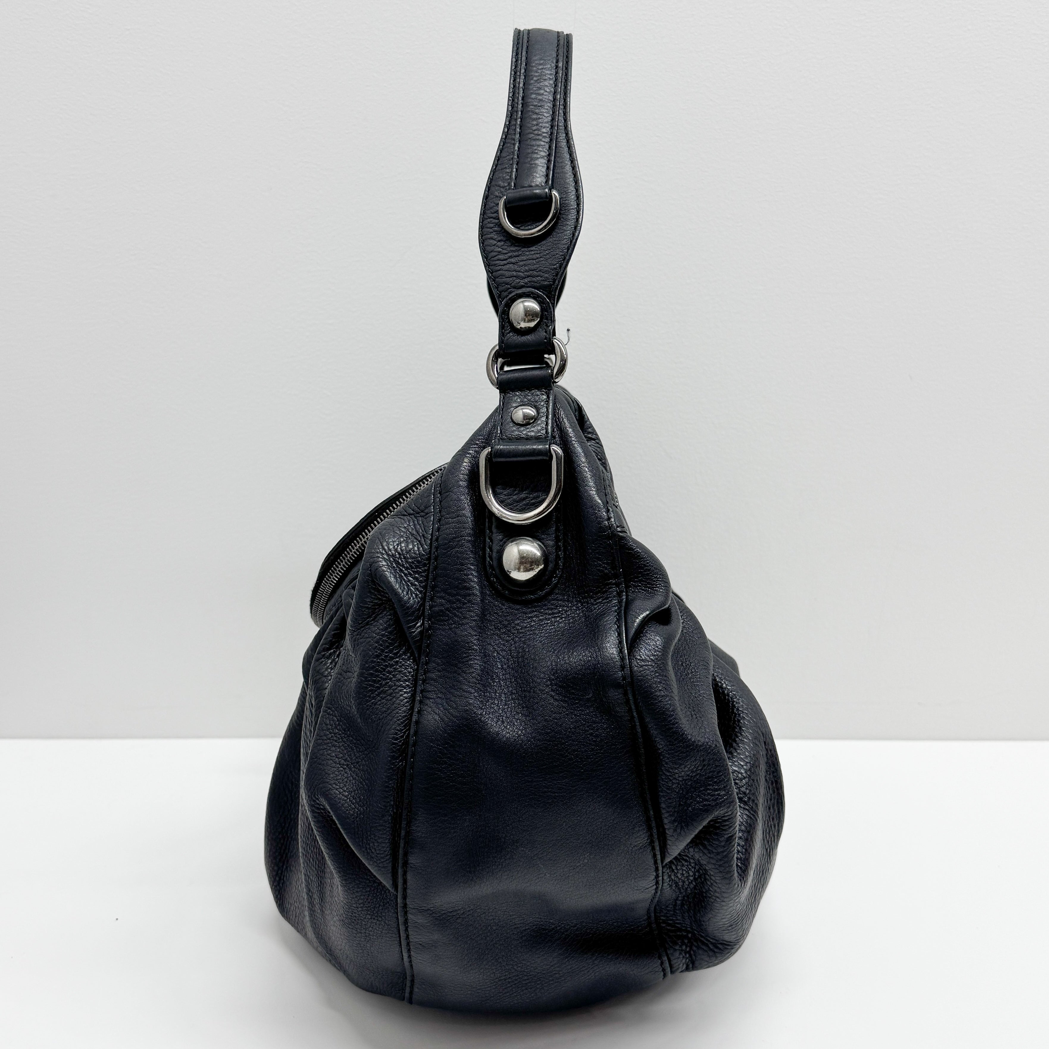 Icon Black Leather Hobo Shoulder Bag