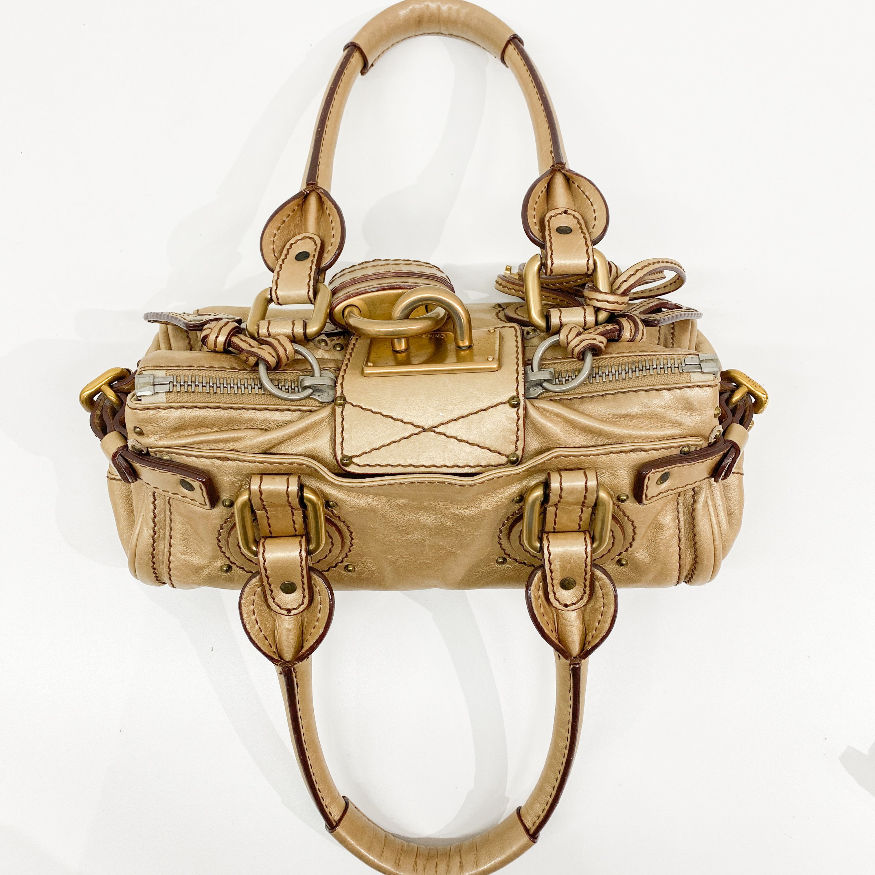 Paddington Mini Gold Leather Shoulder Bag
