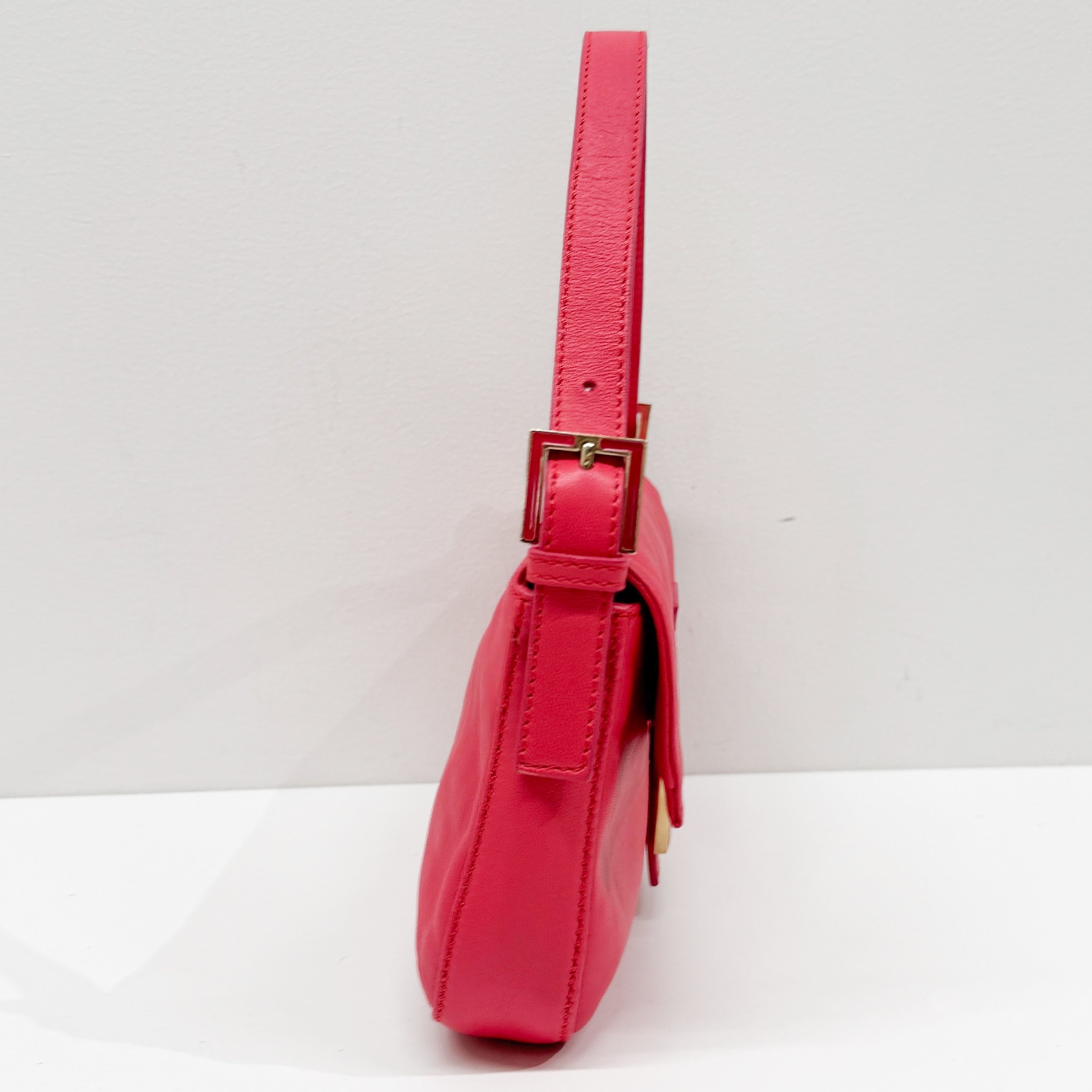 Baguette Pink Leather Shoulder Bag