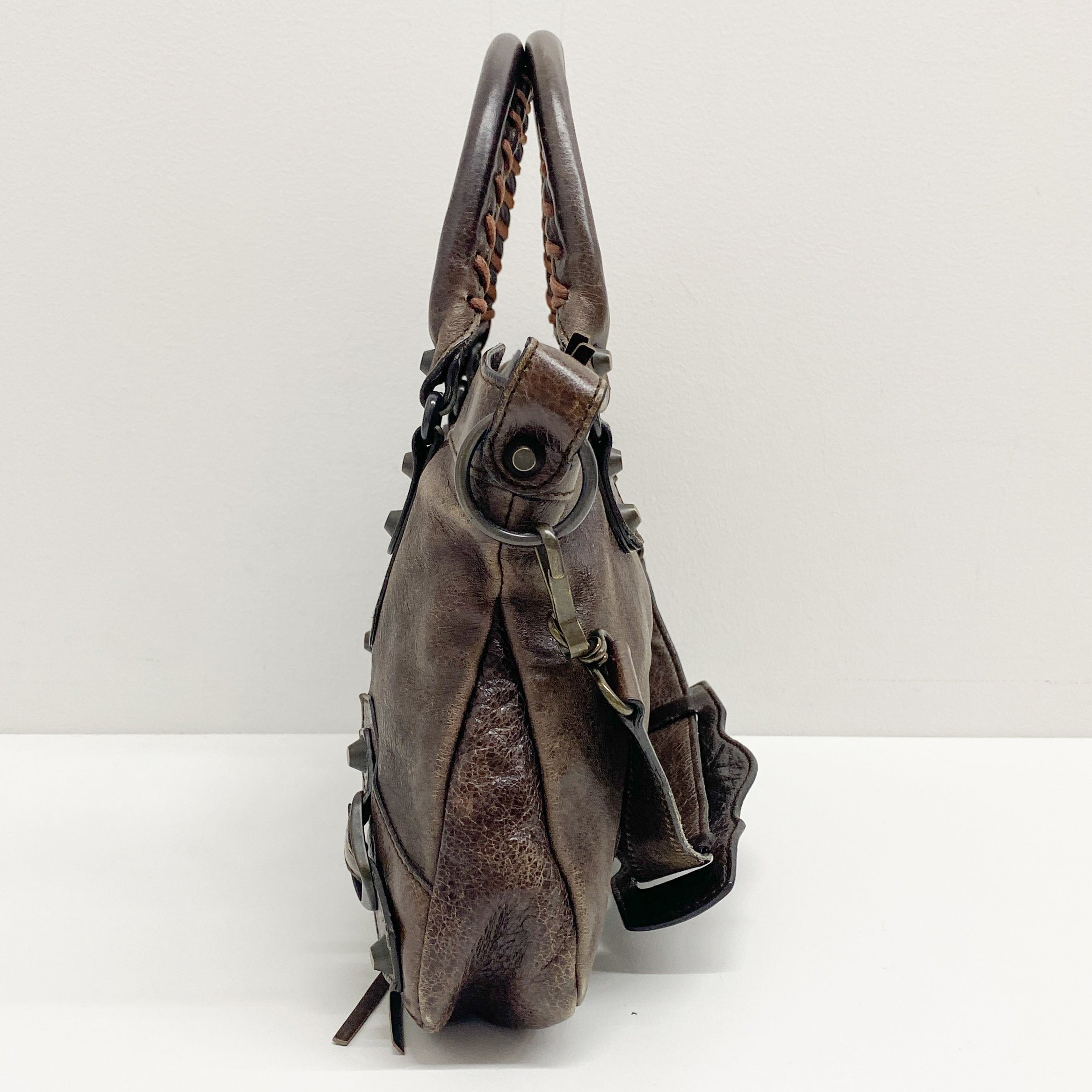 The First Dark Brown Calfskin Leather Two Way Bag