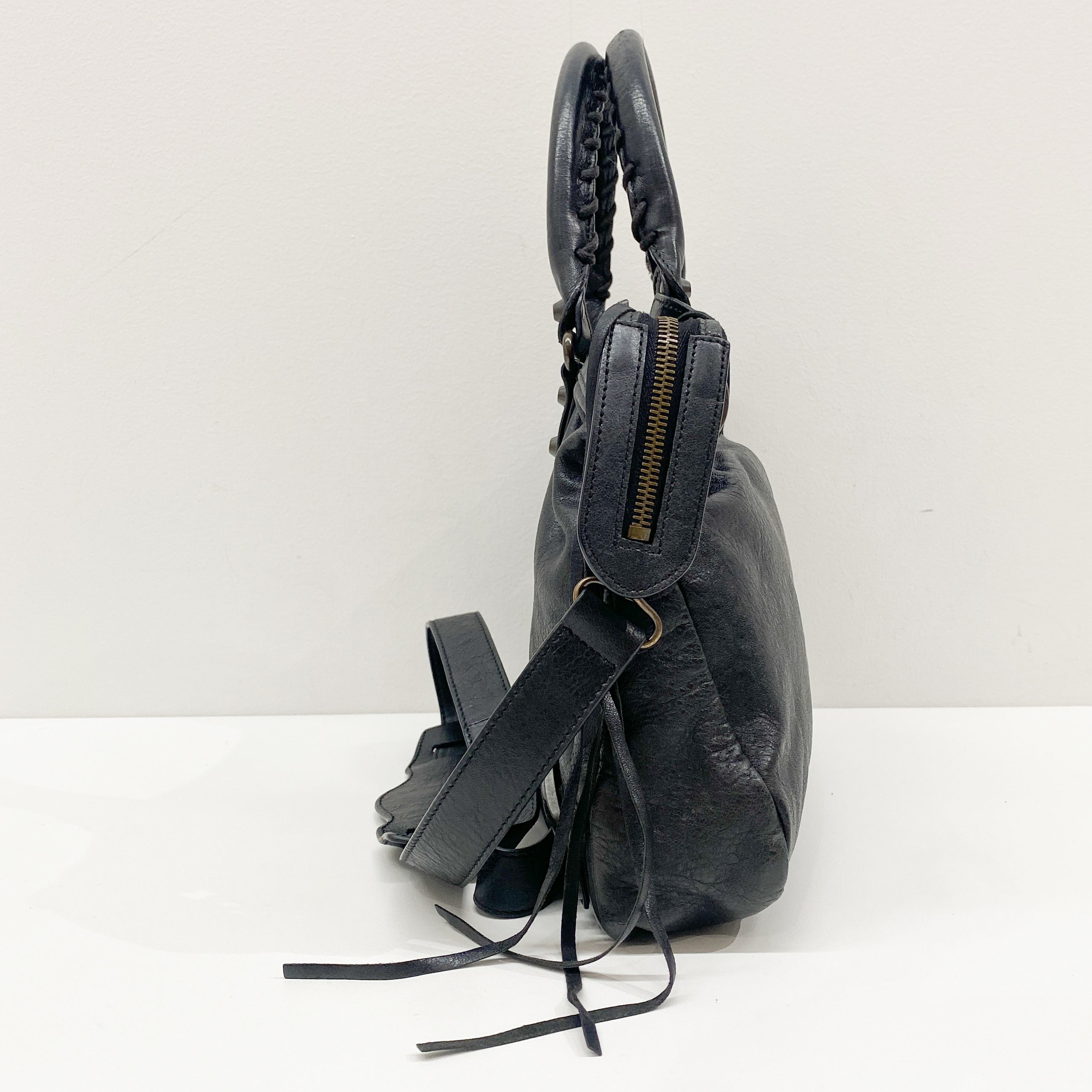 The Town Black Leather Hand Bag
