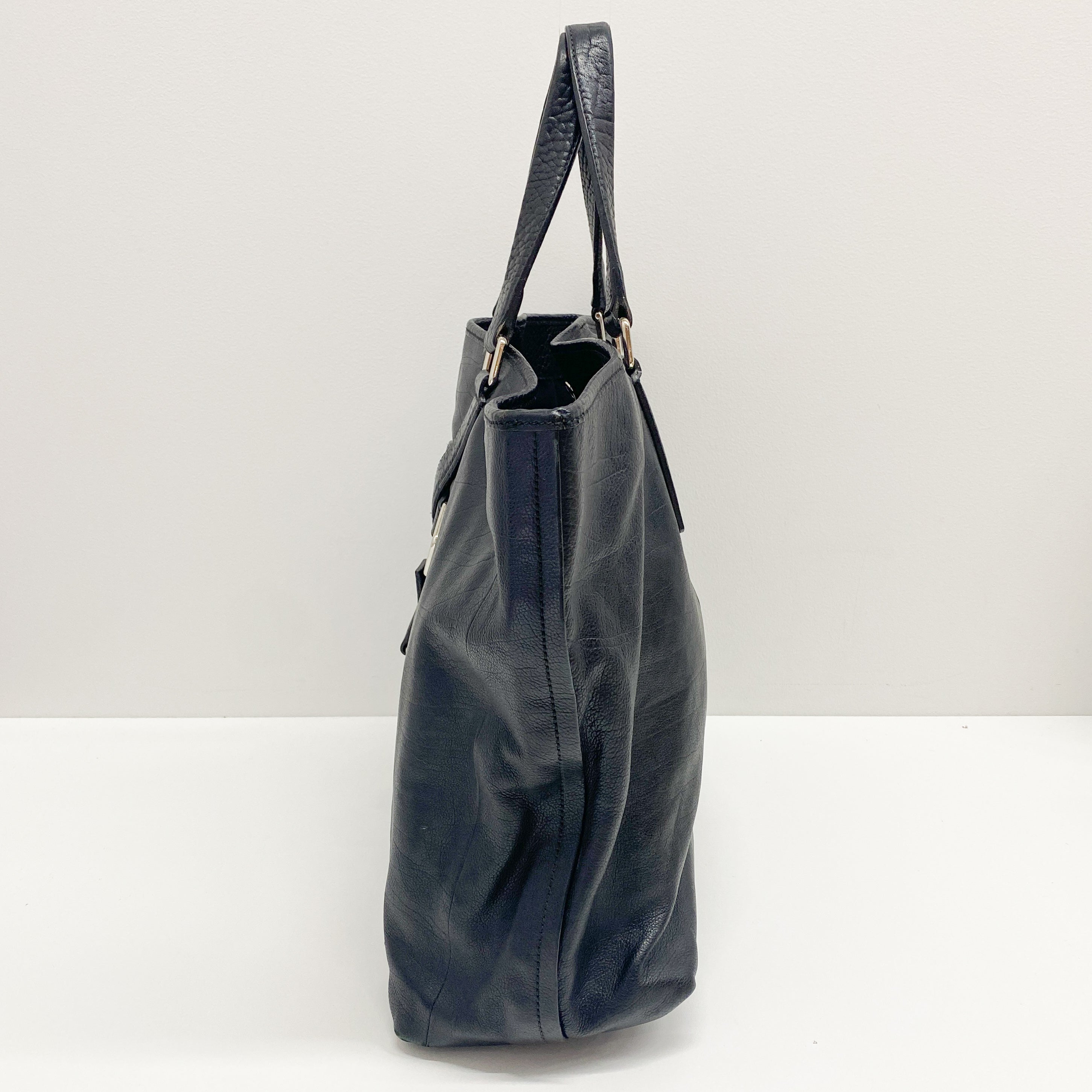 Black Leather Tote Bag