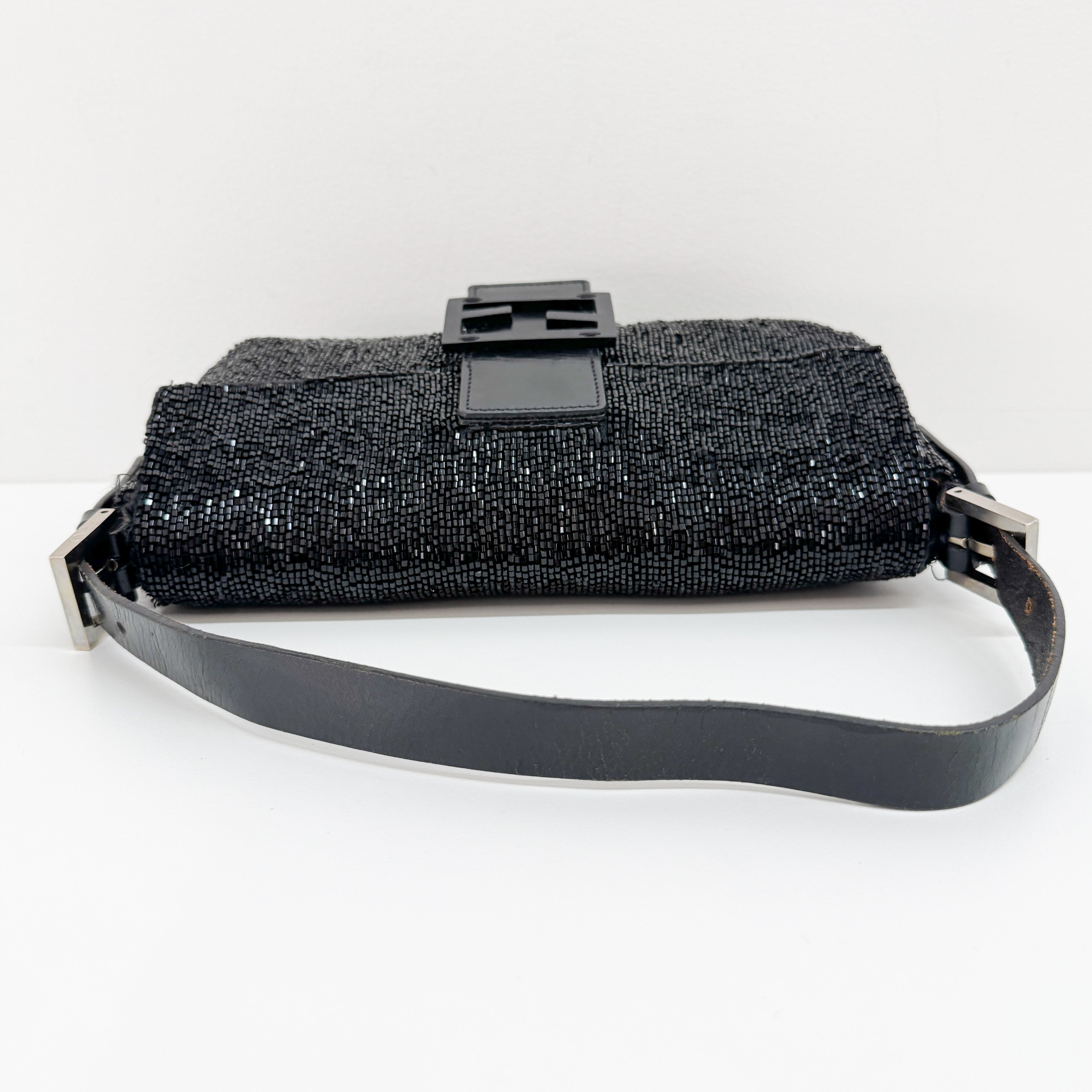 Baguette Black Beading Shoulder Bag