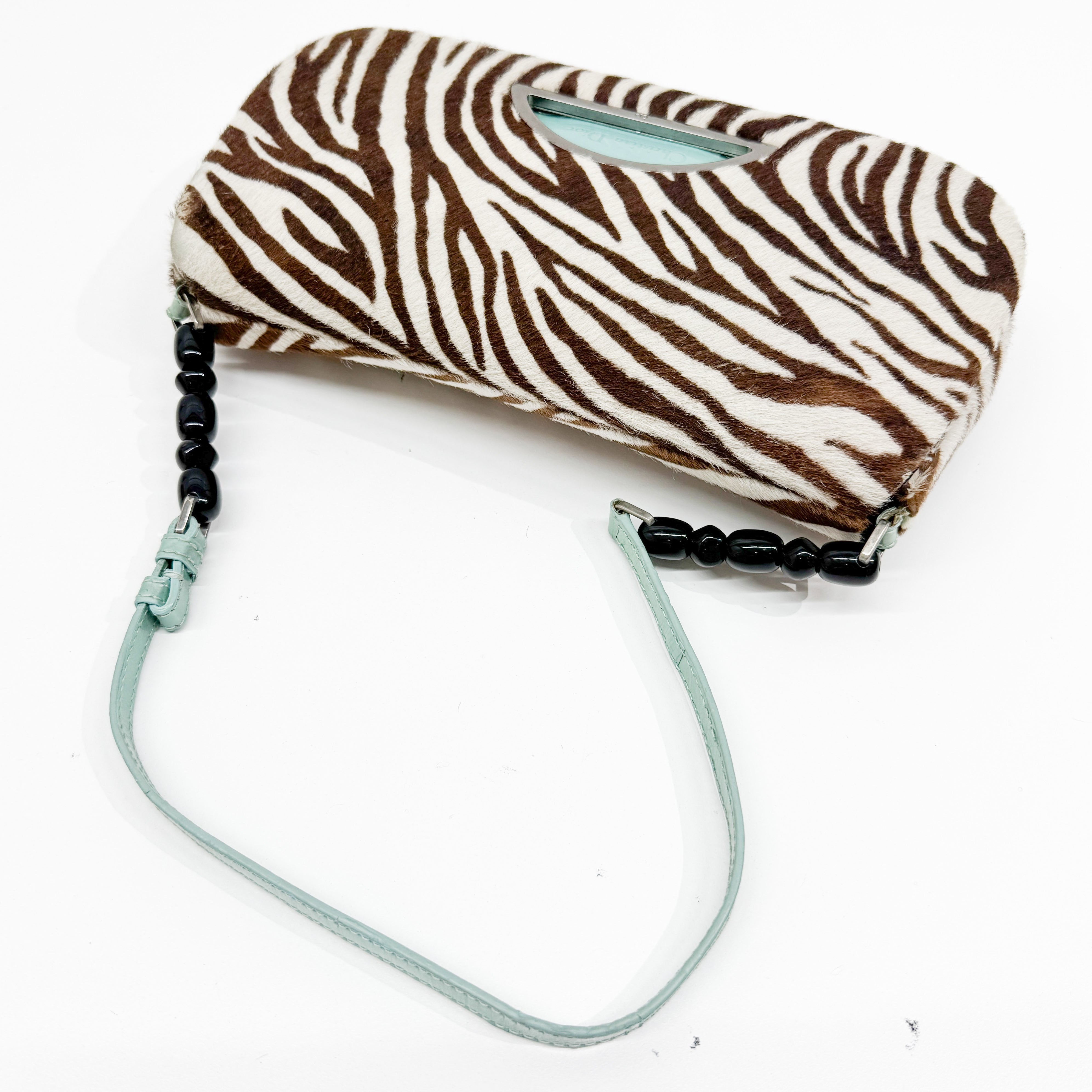 Limited Edition Malice Pearl Zebra Print Pony Hair Shoulder Bag
