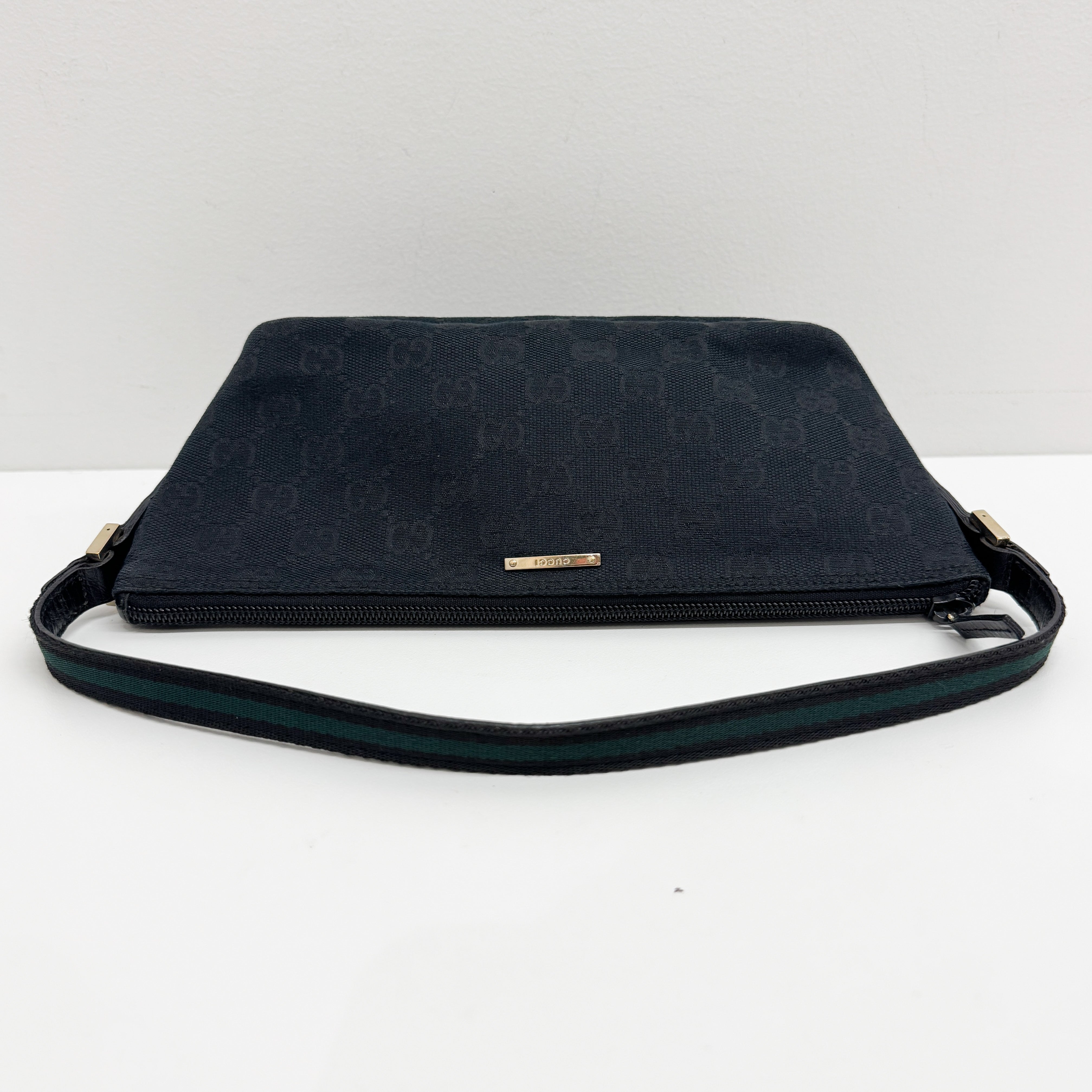 GG Black Canvas Boat Shoulder Bag