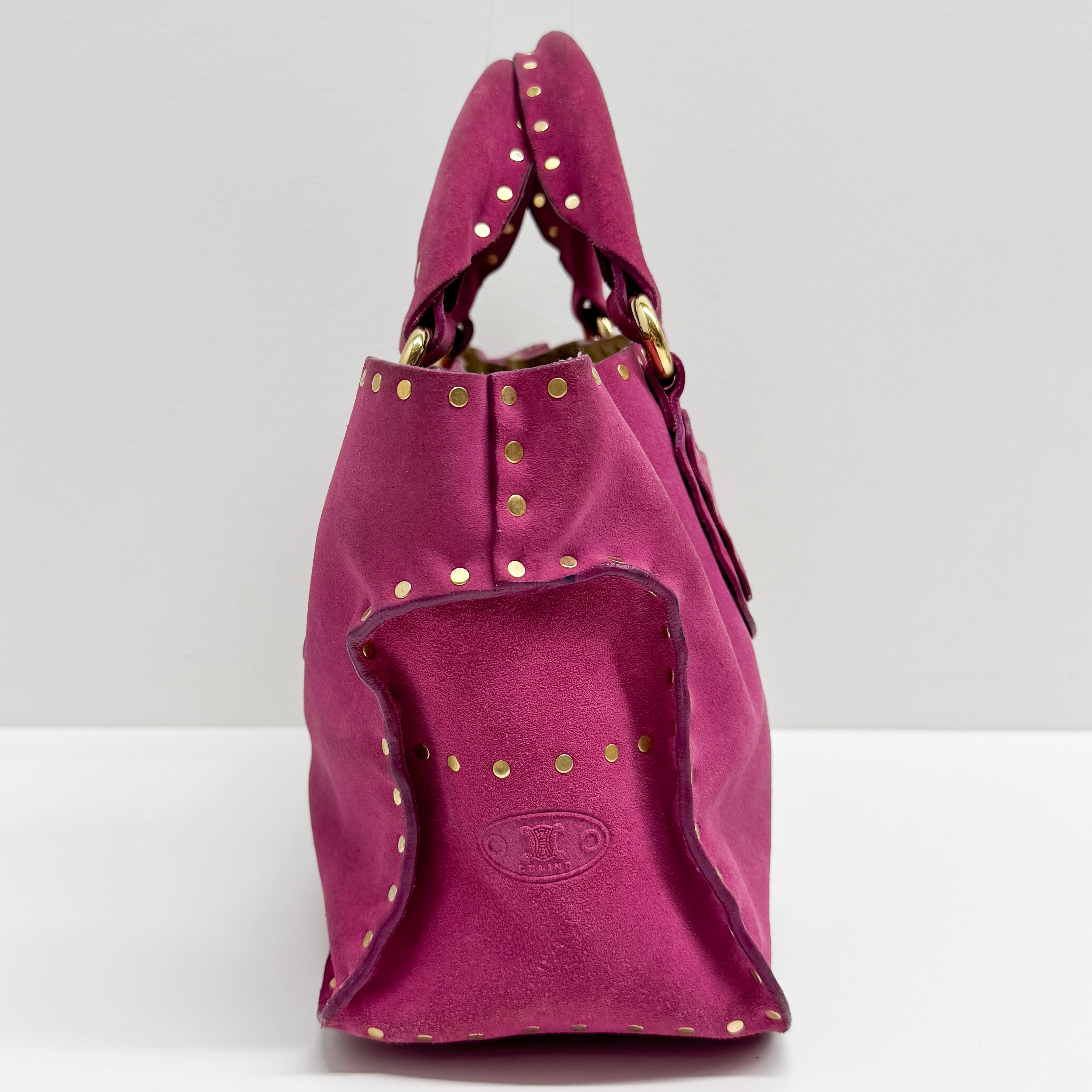 Boogie Pink Studded Suede Hand Bag