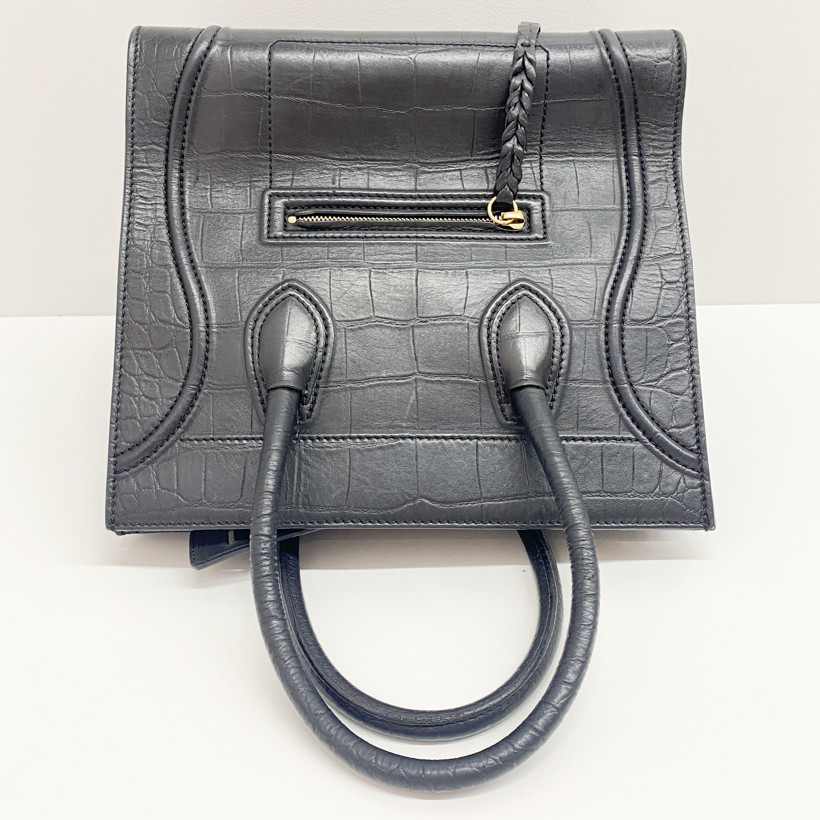 Luggage Phantom Black Crocodile Embossed Hand Bag